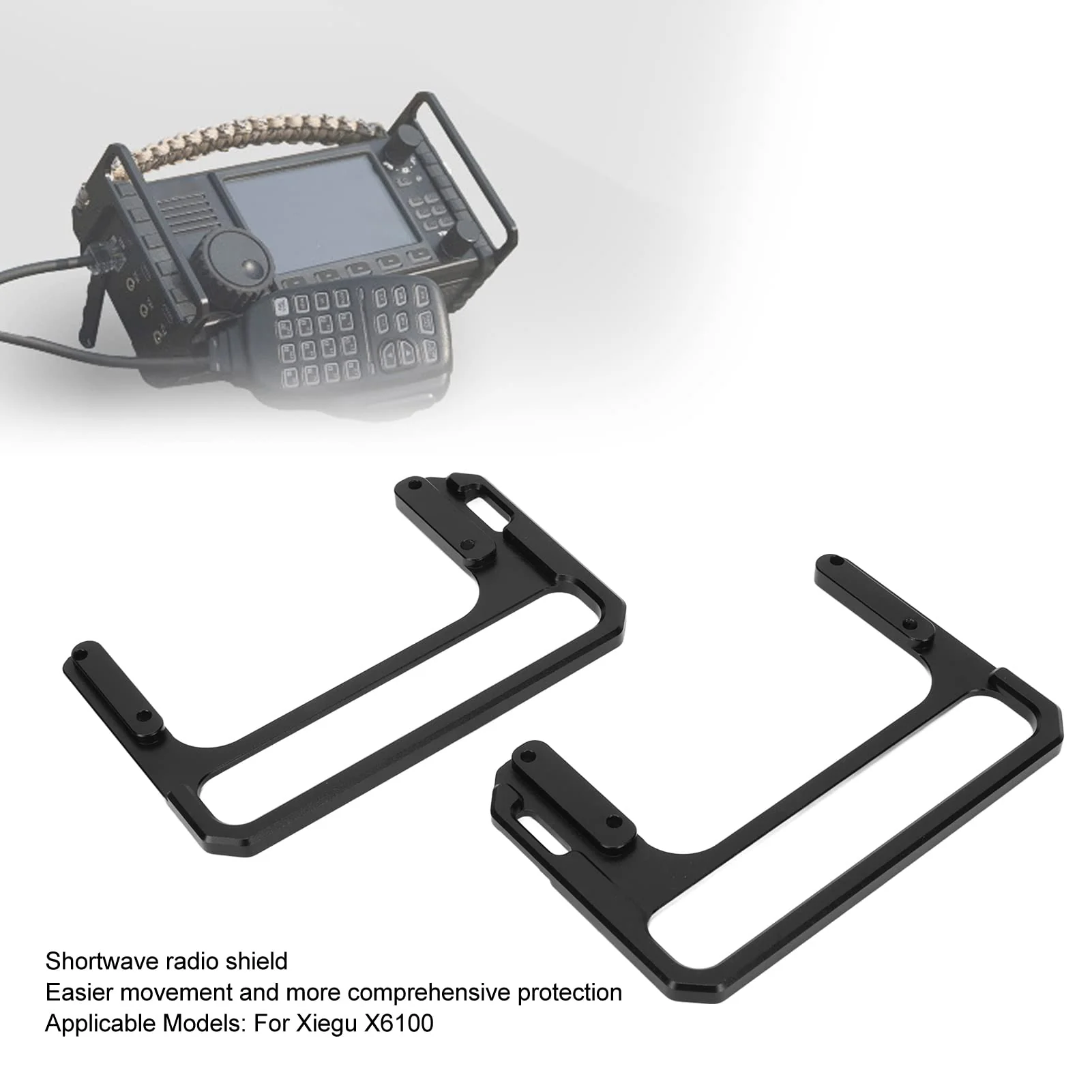 plplaaoo Metal Shortwave Radio Shield, Shortwave Radio Protection Bracket CNC Aluminum Alloy Side Handle, Side Handle Radio Shield, for X6100 Shortwave Radio Protection - Image 3