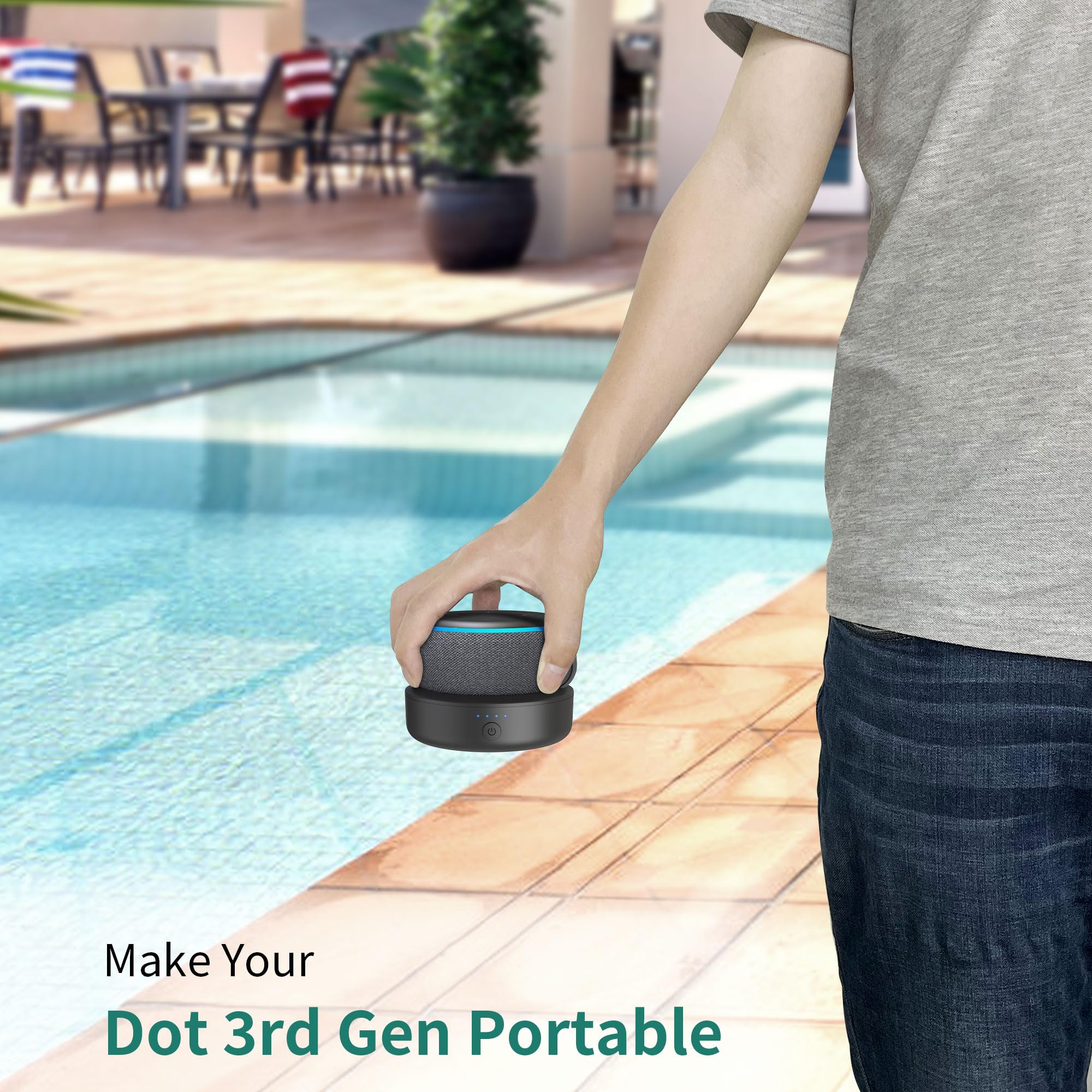 PlusAcc Battery Base for dot 3rd - Portable Charger Stand with 9 Hours Playback Playtime with USB-C Output Port, Charging Dock Accessories for iPhone and dot 3(Not Include Dot 3)(Black) - Image 2