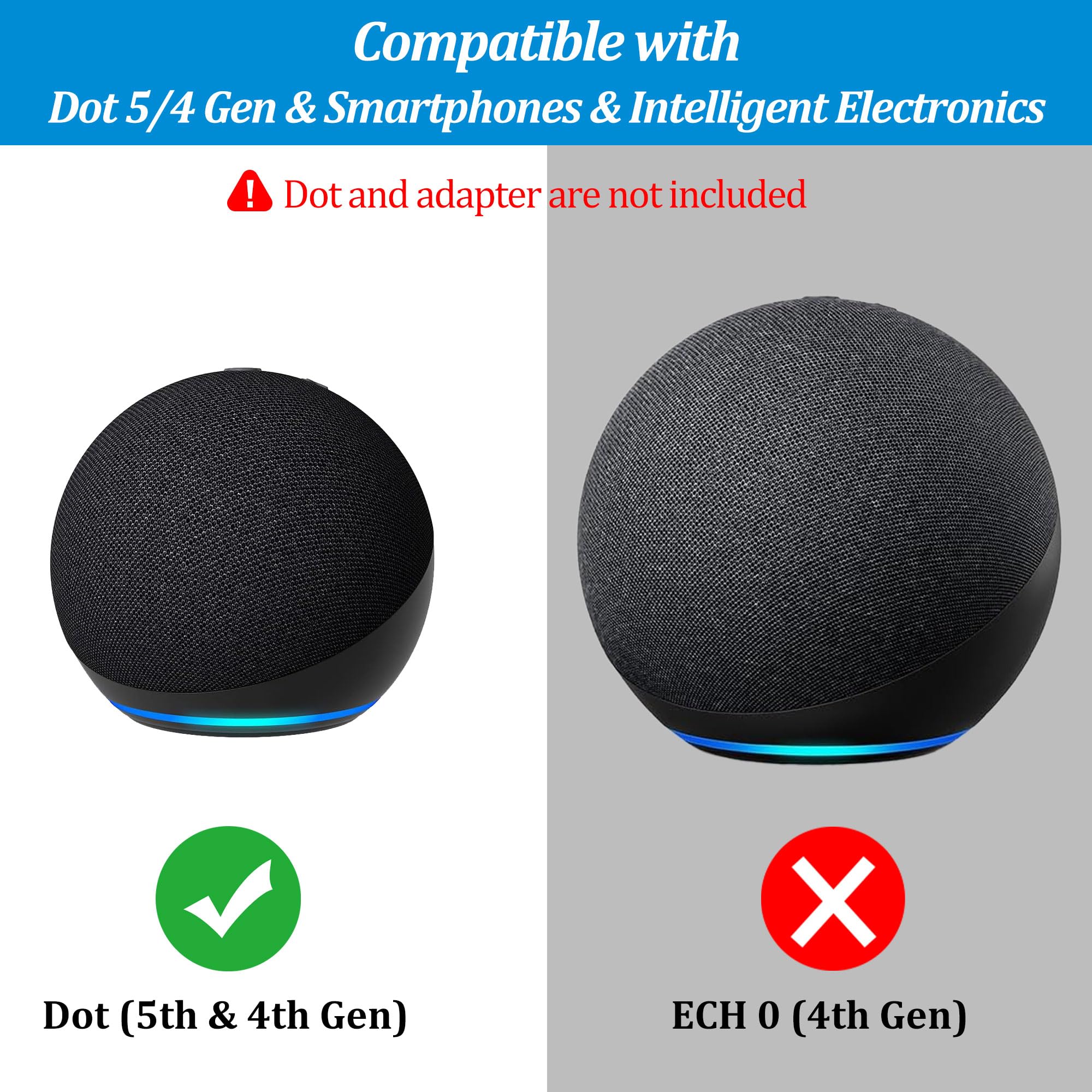 PlusAcc Battery Base for Dot 5th Gen & Dot 4th Gen & Cellphones - 5000 mAh Portable Charger Stand Holder, Rechargeable Charging Dock Station for Dot 5 & Dot 4 & Smartphones & Earbuds (Black) Black - Image 2