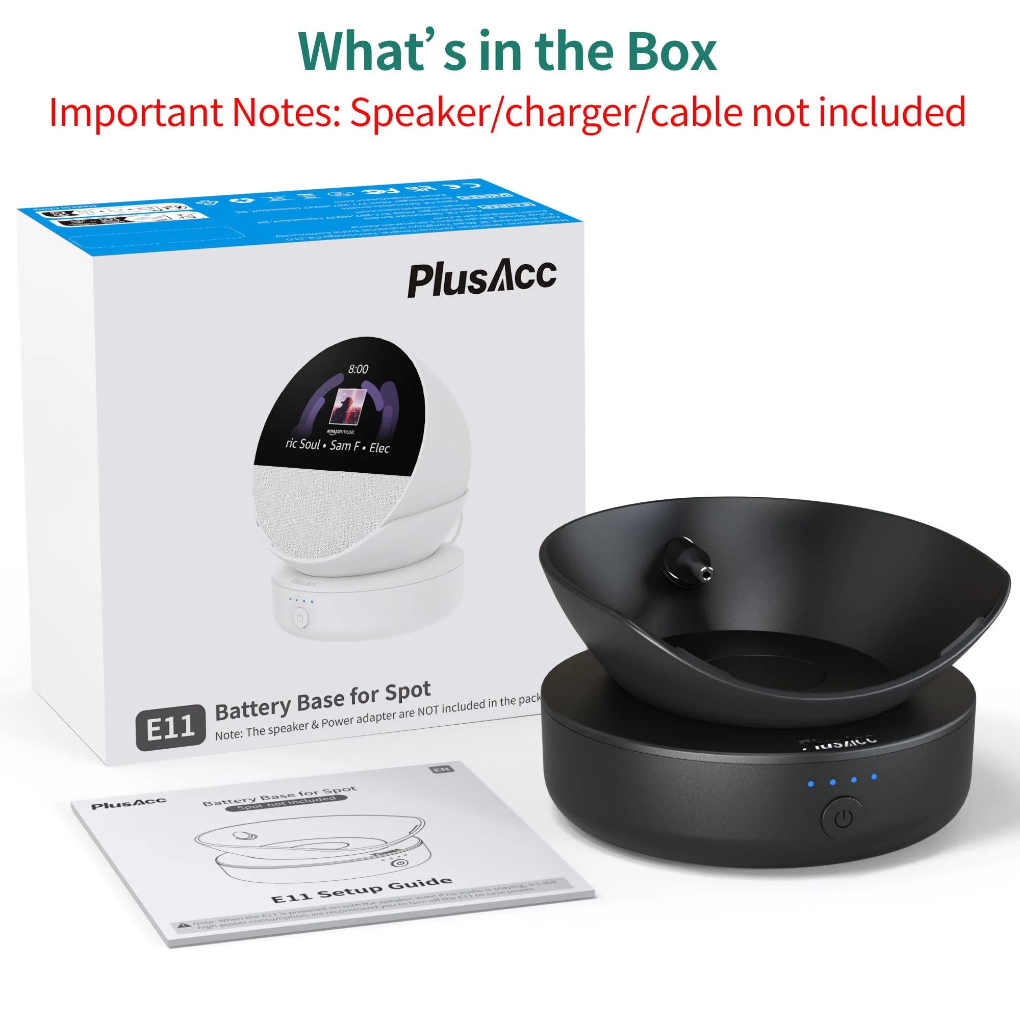 PlusAcc Battery Base for Spot - 5000mAh Portable Charger Stand with 8 Hours Sound Playback Playtime with USB-C Output Port, Charging Dock Accessories for iPhone and Spot (Not Include Spot)(Black) Black - Image 7