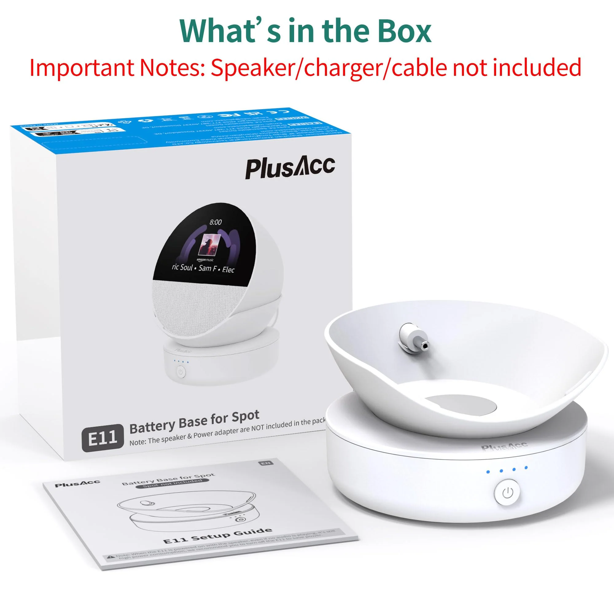 PlusAcc Battery Base for Spot - 5000mAh Portable Charger Stand with 8 Hours Sound Playback Playtime with USB-C Output Port, Charging Dock Accessories for iPhone and Spot (Not Include Spot)(White) White - Image 8