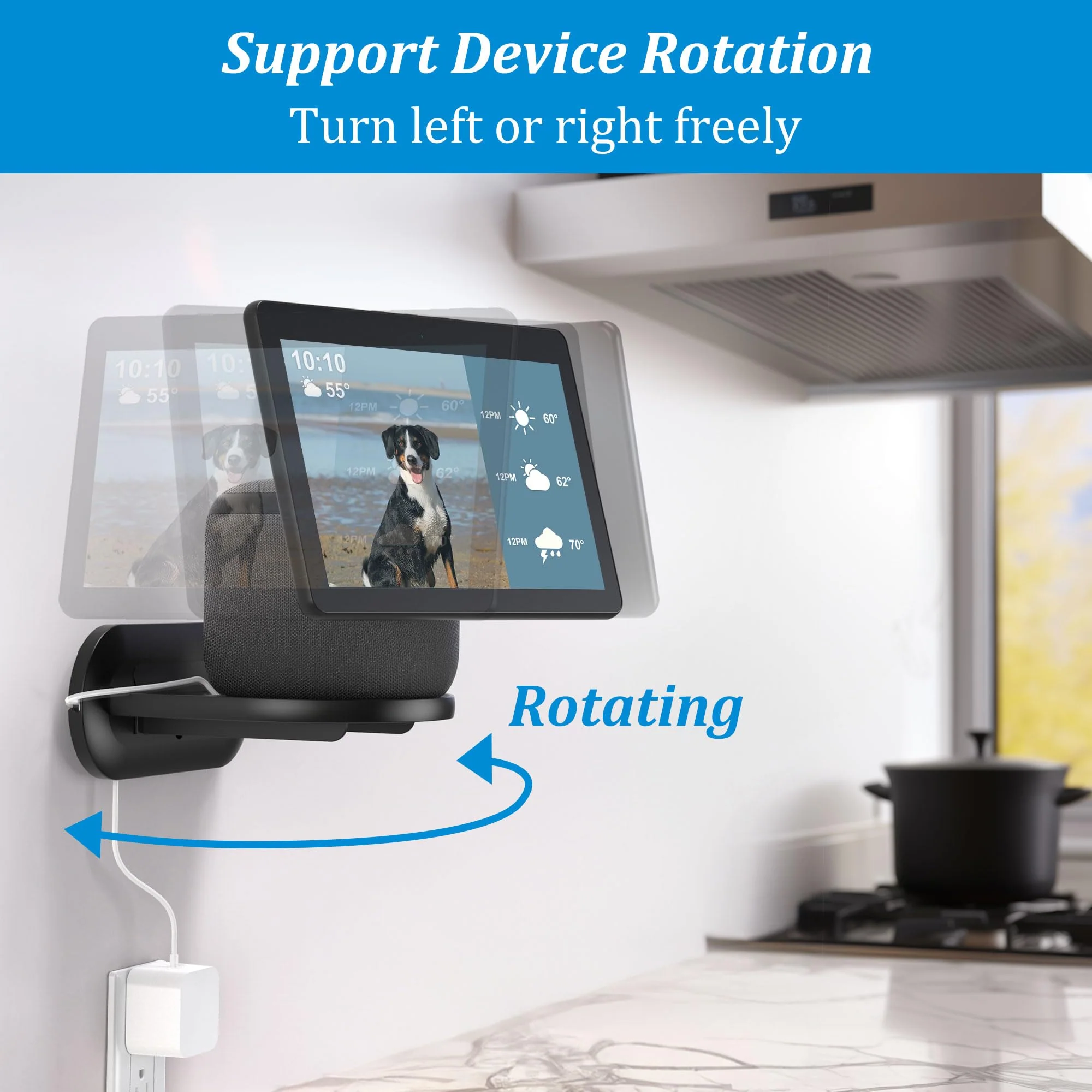 PlusAcc Wall Mount for Show 10 - Cable Management Wall Stand Shelf Compatible with Sonos Era 100 & Show 10 3rd Gen & HomePod, Space Saving Mounting Bracket with Removable Foam (Black) Black - Image 3