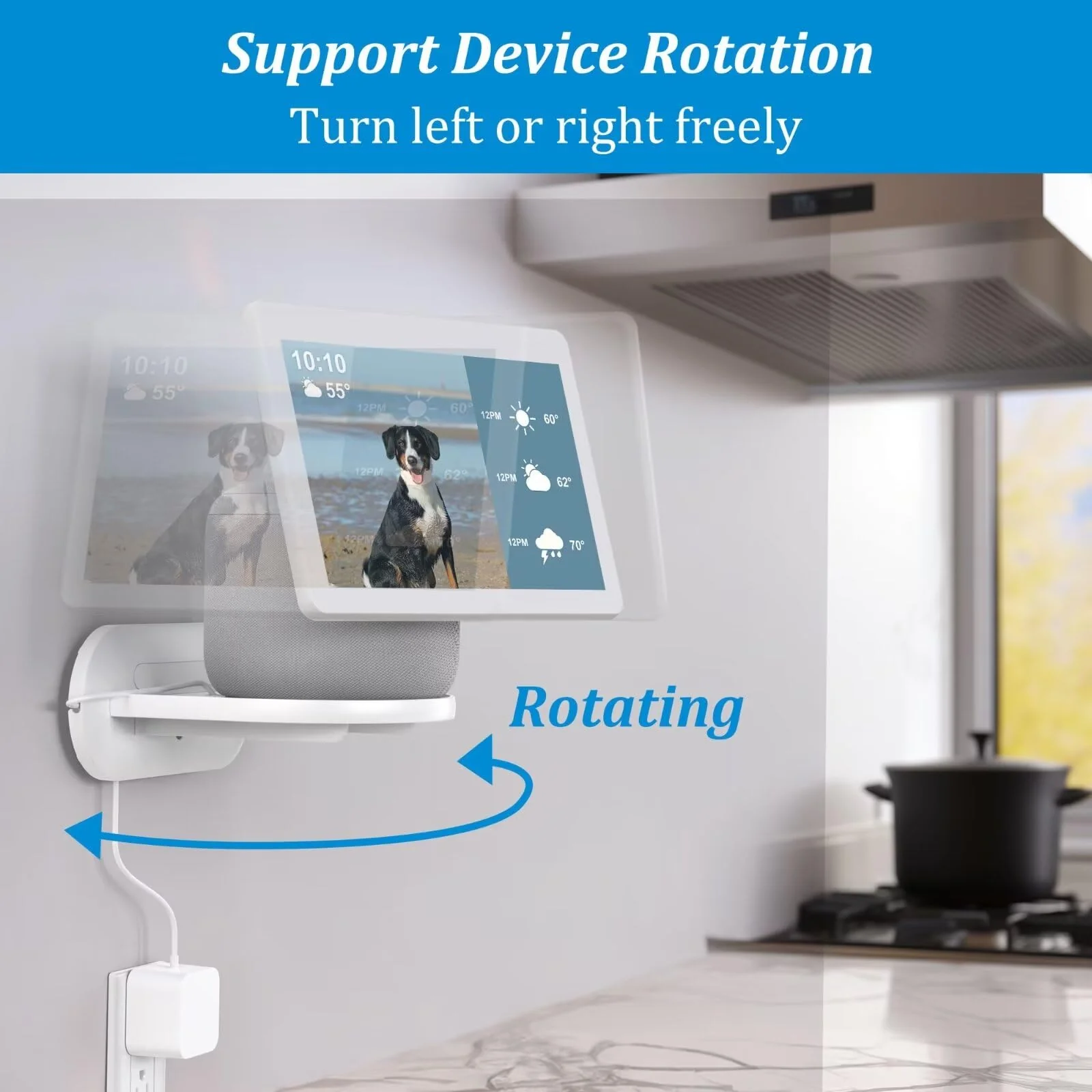 PlusAcc Wall Mount for Show 10 - Cable Management Wall Stand Shelf Compatible with Sonos Era 100 & Show 10 3rd Gen & HomePod, Space Saving Mounting Bracket with Removable Foam (White) White - Image 2
