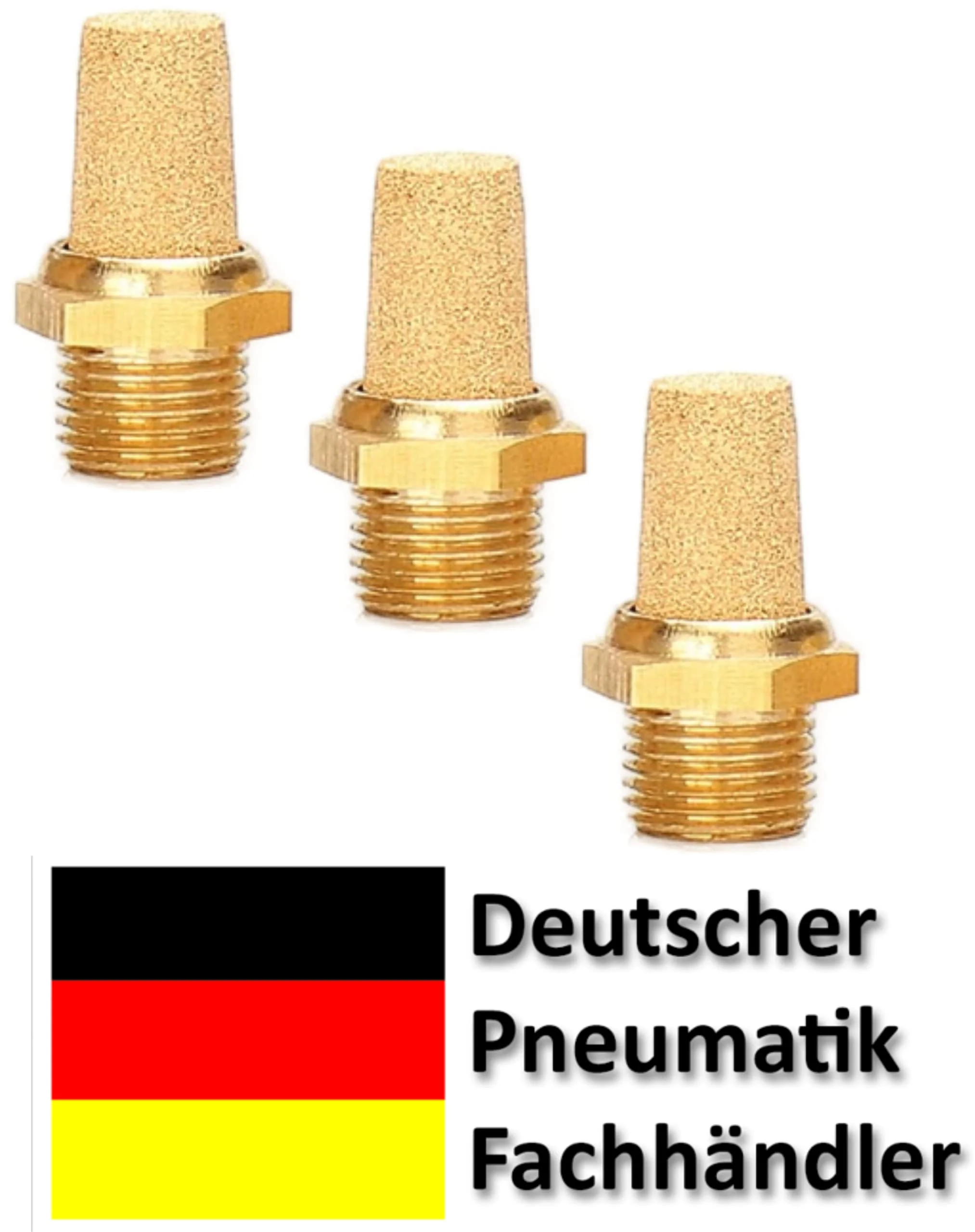Pneumatic Silencer Sintered Bronze 3/8 Inch Set of 3 Industrial Quality - Image 2