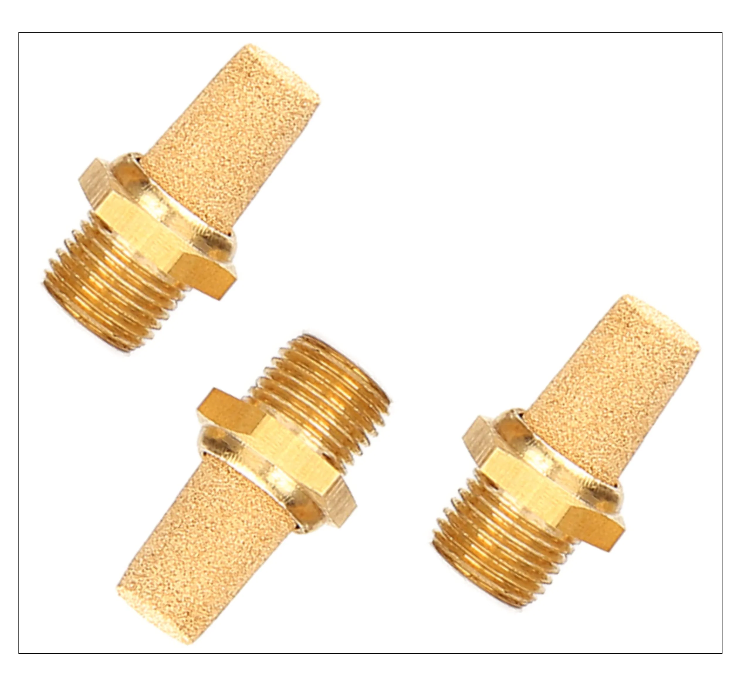 Pneumatic Silencer Sintered Bronze 3/8 Inch Set of 3 Industrial Quality - Image 3