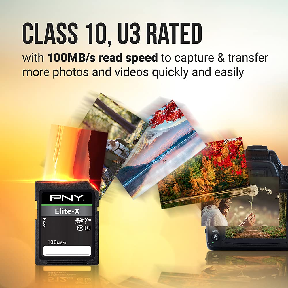 PNY 128GB Elite-X Class 10 U3 V30 SDXC Flash Memory Card 2-Pack - 100MB/s, Class 10, U3, V30, 4K UHD, Full HD, UHS-I, Full Size SD FLASH CARD - 2 PACK - Image 3