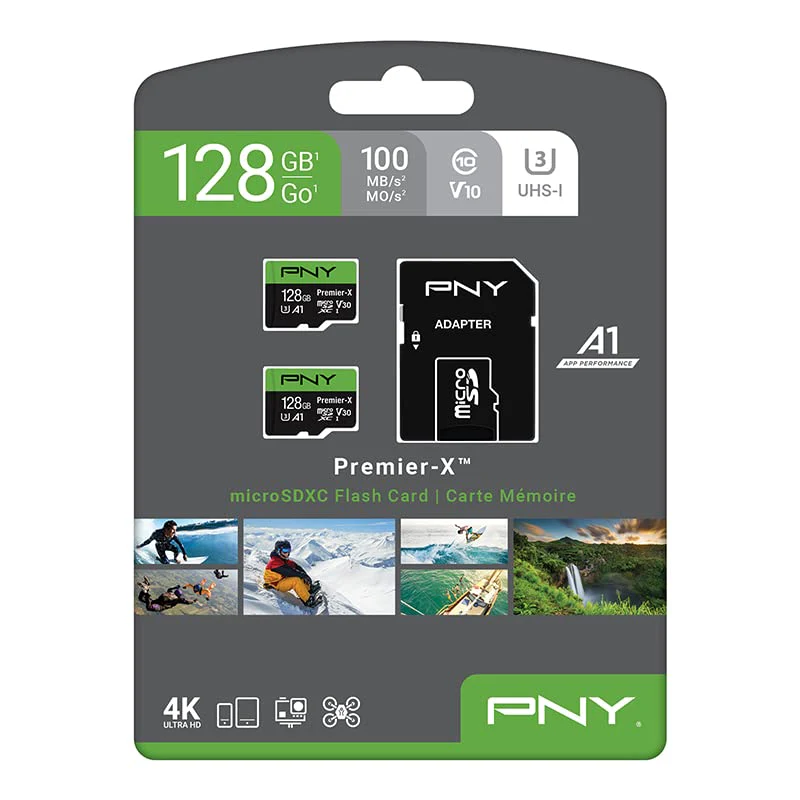 PNY 128GB Premier microSDXC Class 10 U3 V30 A1 Memory Card 2-Pack - 100MB/s, 4K UHD, Full HD, UHS-I, micro SD FLASH CARD - 2 PACK - Image 7