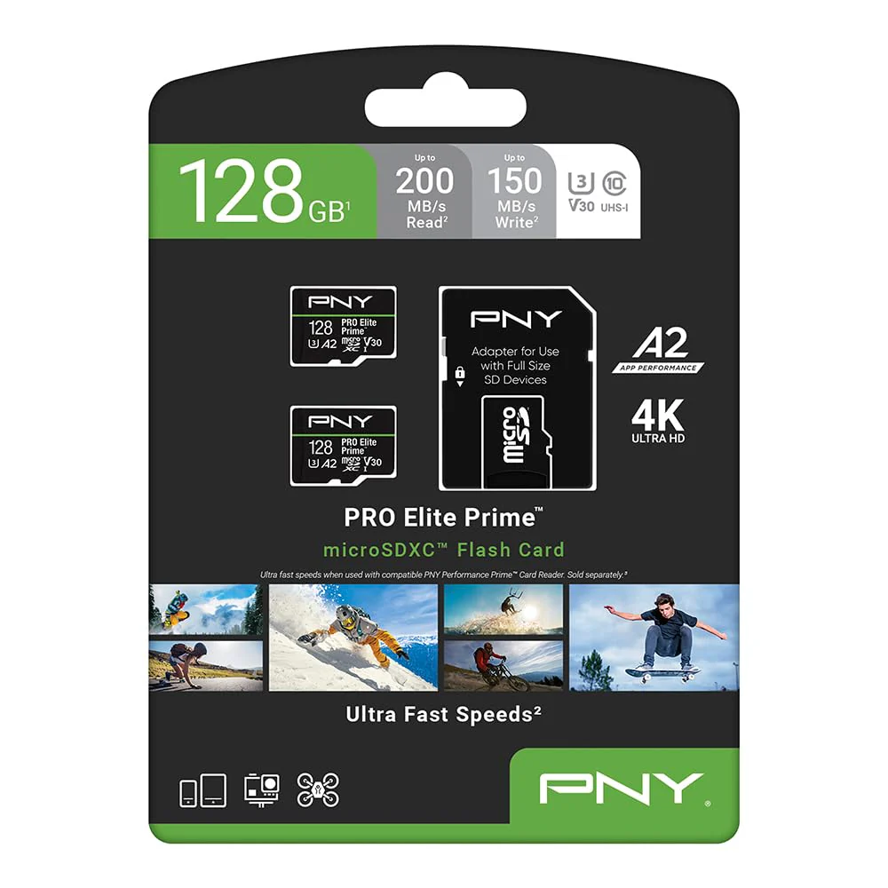 PNY 128GB PRO Elite Prime C10 U3 V30 A2 microSDXC Flash Memory Card – Ultra-Fast Speeds, Read 200MB/s, Write 150MB/s, 4K UHD, Full HD, UHS-I, for Smartphones, Drones, Action Cameras, 2-Pack 128GB 2-Pack - Image 8