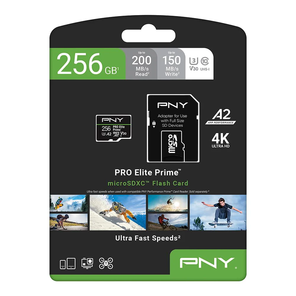 PNY 256GB PRO Elite Prime™ C10 U3 V30 A2 microSDXC Flash Memory Card – Ultra-Fast Speeds, Read 200MB/s, Write 150MB/s, 4K UHD, Full HD, UHS-I, for Smartphones, Drones, Action Cameras - Image 8