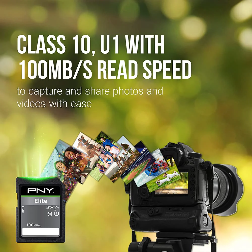 PNY 32GB Elite Class 10 U1 V10 SDHC Flash Memory Card 5-Pack - 100MB/s Read, Class 10, U1, V10, Full HD, UHS-I, Full Size SD - Image 3