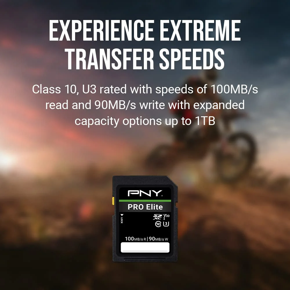 PNY 512GB PRO Elite Class 10 U3 V30 SDXC Flash Memory Card - 100MB/s, Class 10, U3, V30, 4K UHD, Full HD, UHS-I, Full Size SD - Image 3