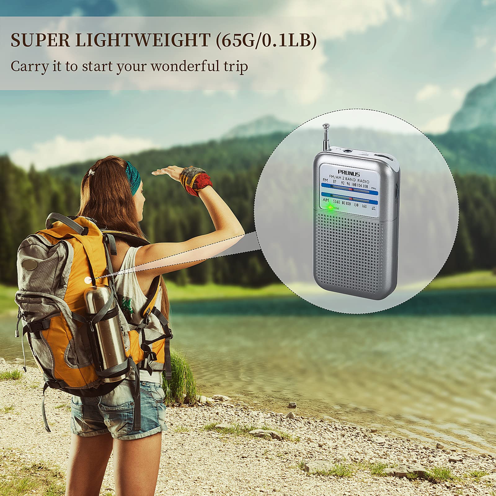 Pocket AM FM Radio Portable, Mini Transistor Radio with Excellent Reception, Tuning Knob with Signal Indicator, AAA Battery Operated for Walking and Jogging, DE333 by PRUNUS Silver01 - Image 4