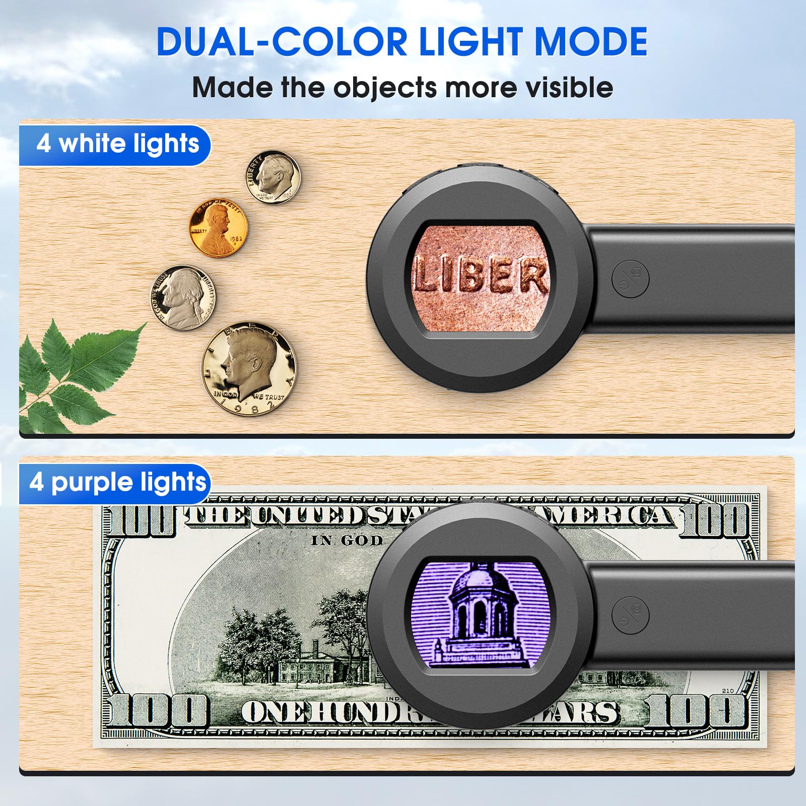 Pocket Digital Microscope for Adults Kids: 100X Handheld Magnifying Glass with Light, USB Coin Magnifier for Collector, Portable Jewelers Loupe with 2" Screen, Mini Scope for Trichome Black - Image 5