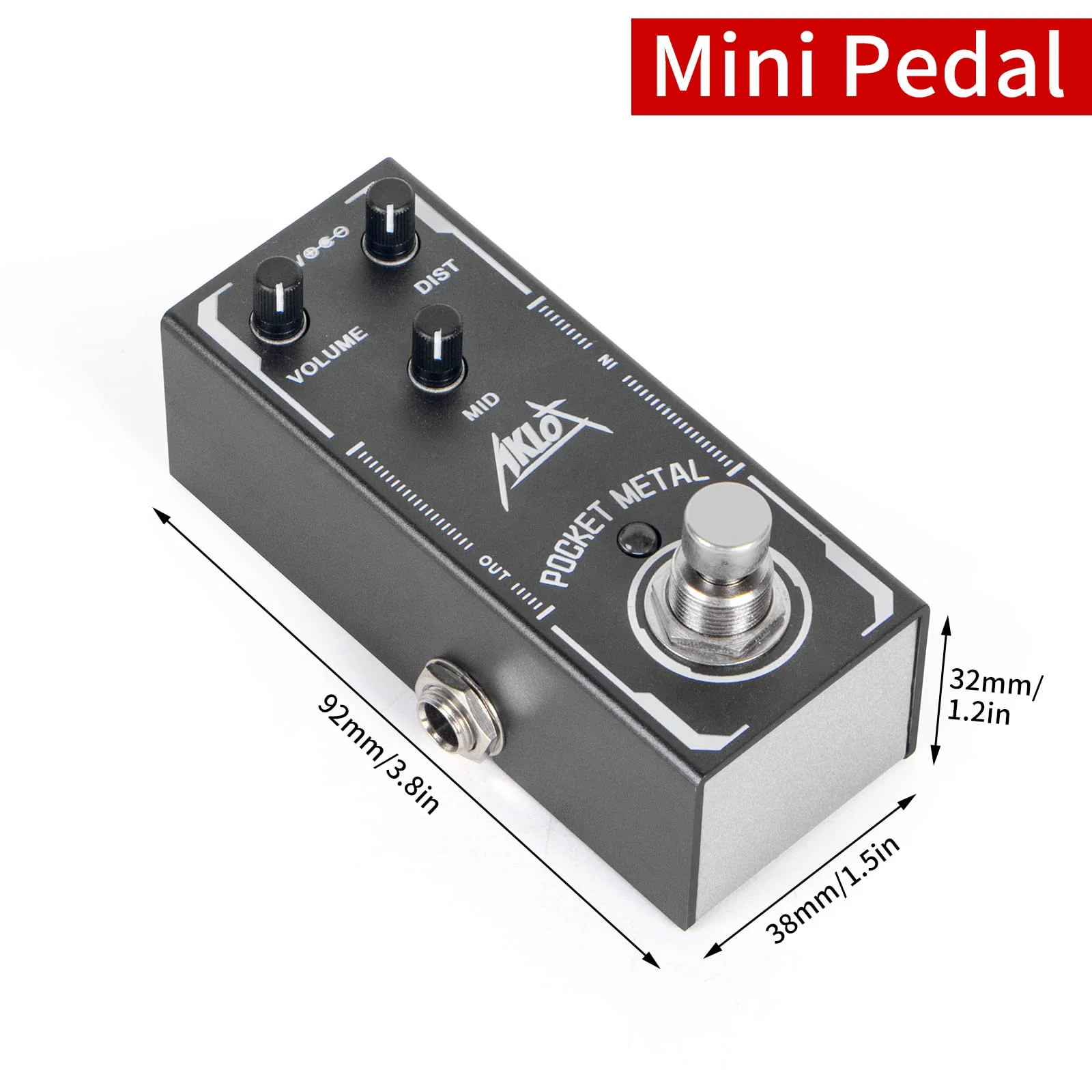 Pocket Metal Guitar Pedal, AKLOT Electric Effects Pedals Distortion Sounds Mini Single Type DC 9V True Bypass Pocket Metal - Image 2