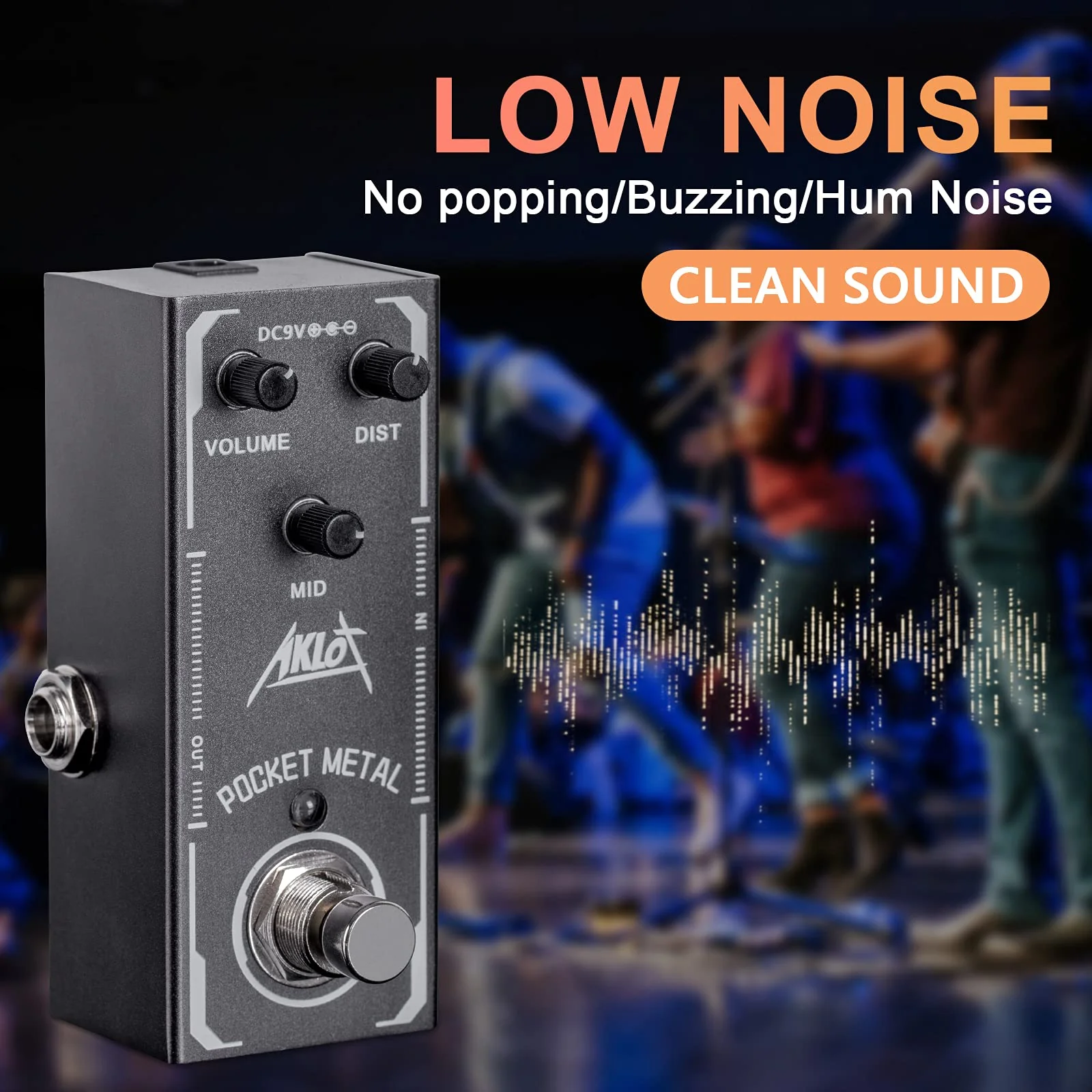 Pocket Metal Guitar Pedal, AKLOT Electric Effects Pedals Distortion Sounds Mini Single Type DC 9V True Bypass Pocket Metal - Image 4