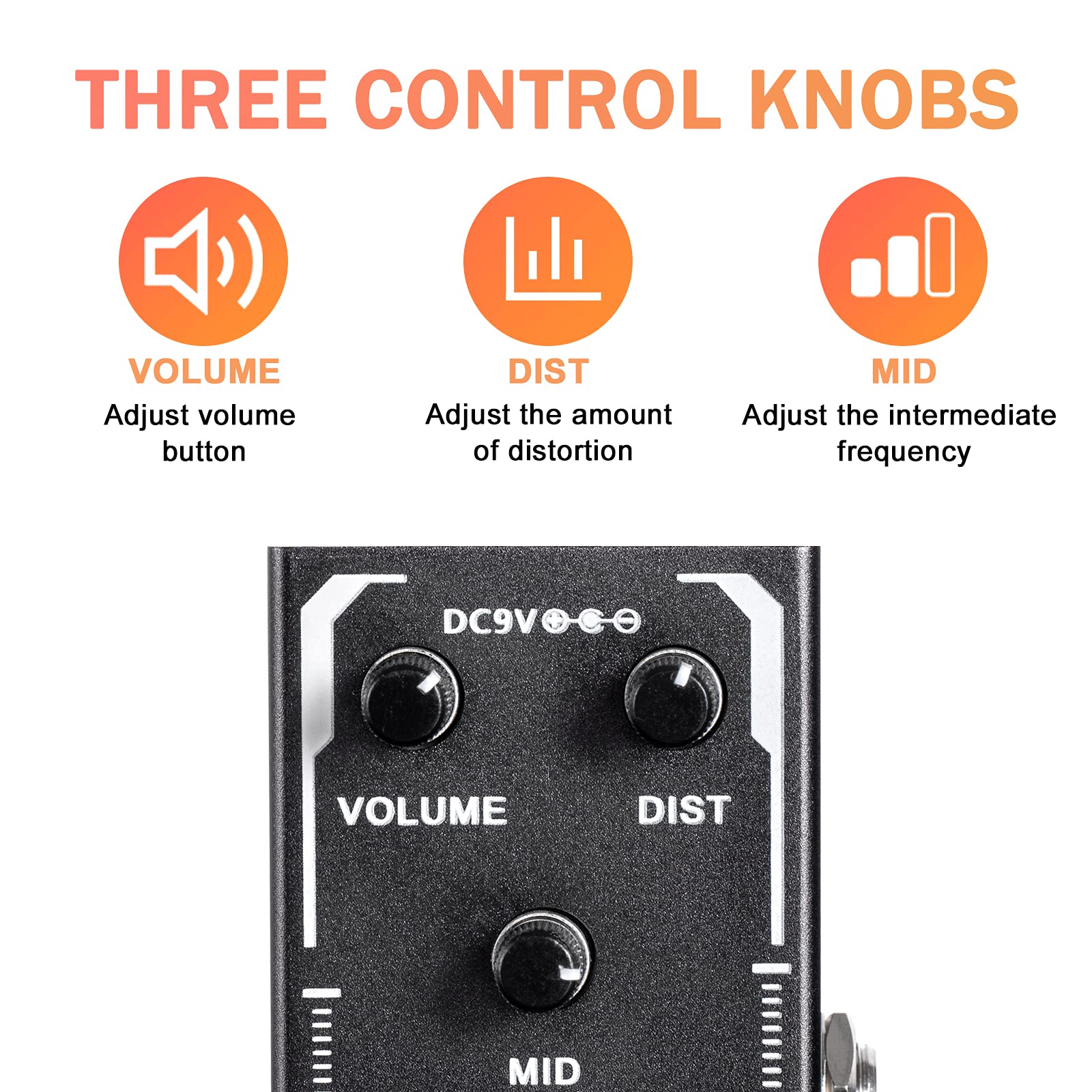 Pocket Metal Guitar Pedal, AKLOT Electric Effects Pedals Distortion Sounds Mini Single Type DC 9V True Bypass Pocket Metal - Image 5