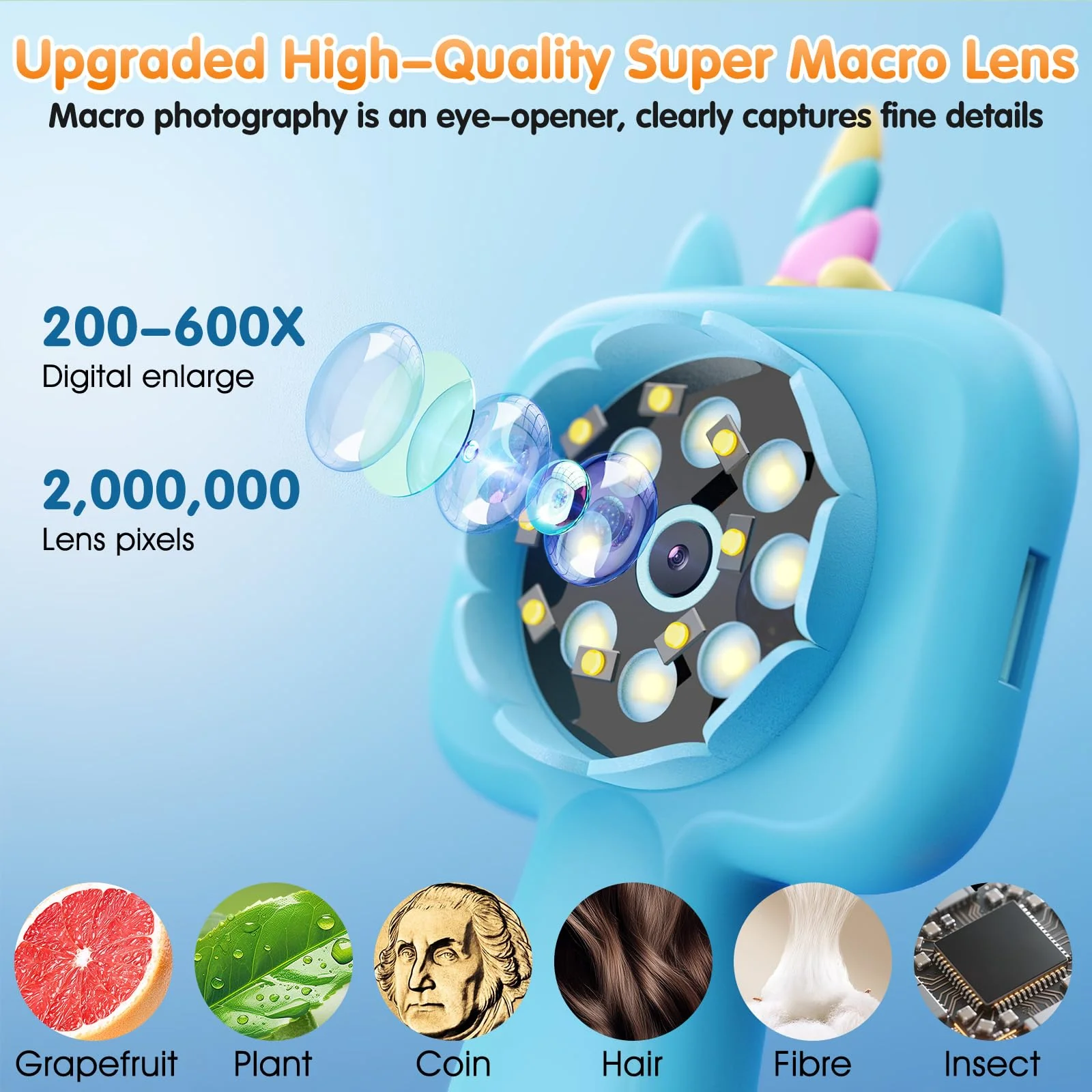 Pocket Microscope for Kids, 2.4" Screen 600X Portable Digital Microscope Handheld, STEM Educational Science Kit Toys for Age 3 4 5 6 7 8 9 10 11 12 13 Years Old Kids Christmas Birthday Gifts - Image 3