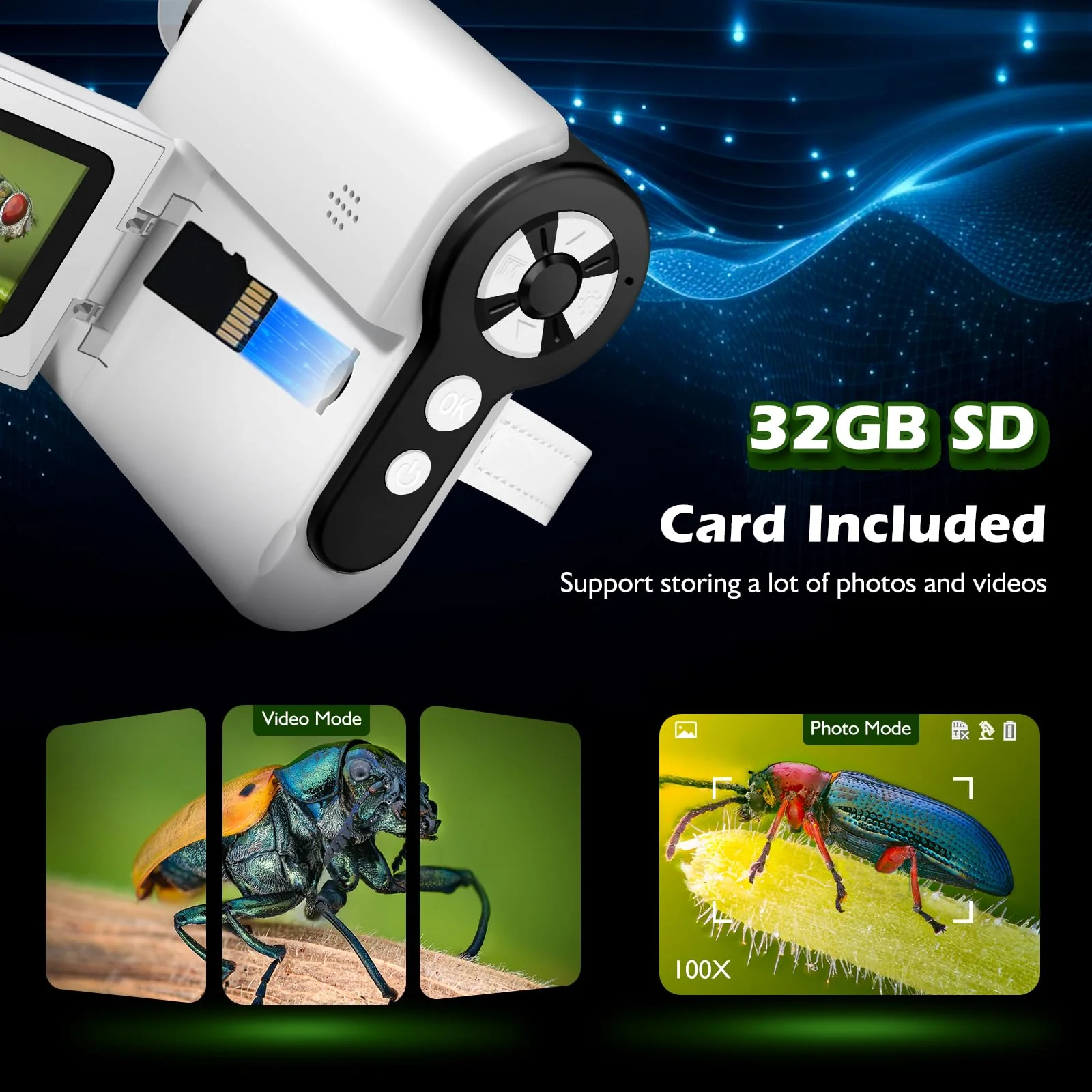 Pocket Microscope for Kids, 2'' LCD Screen 32G 100X-1000X Handheld Microscope with 6 LED Lights, Birthday Gifts for Kids 6 7 8 9 10 11 12 Boys Girls - Image 5