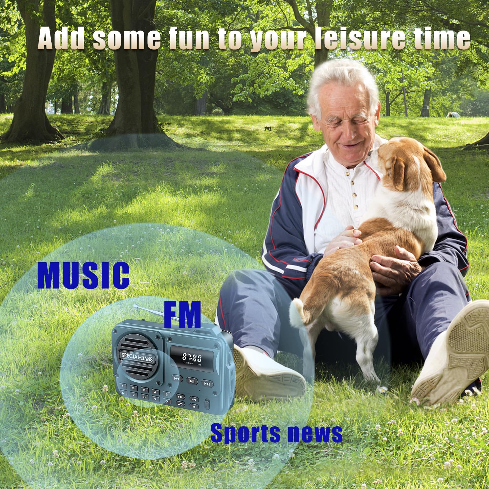 Pocket Radio FM USB-C Charging 2000mAh Rechargeable Excellent Reception Clear Speaker and Headphone Jack,LCD Screen,FM Radio for Walk/Jogging/Gym, Bluetooth/TF.(NO AM) (Turquoise) Turquoise - Image 5