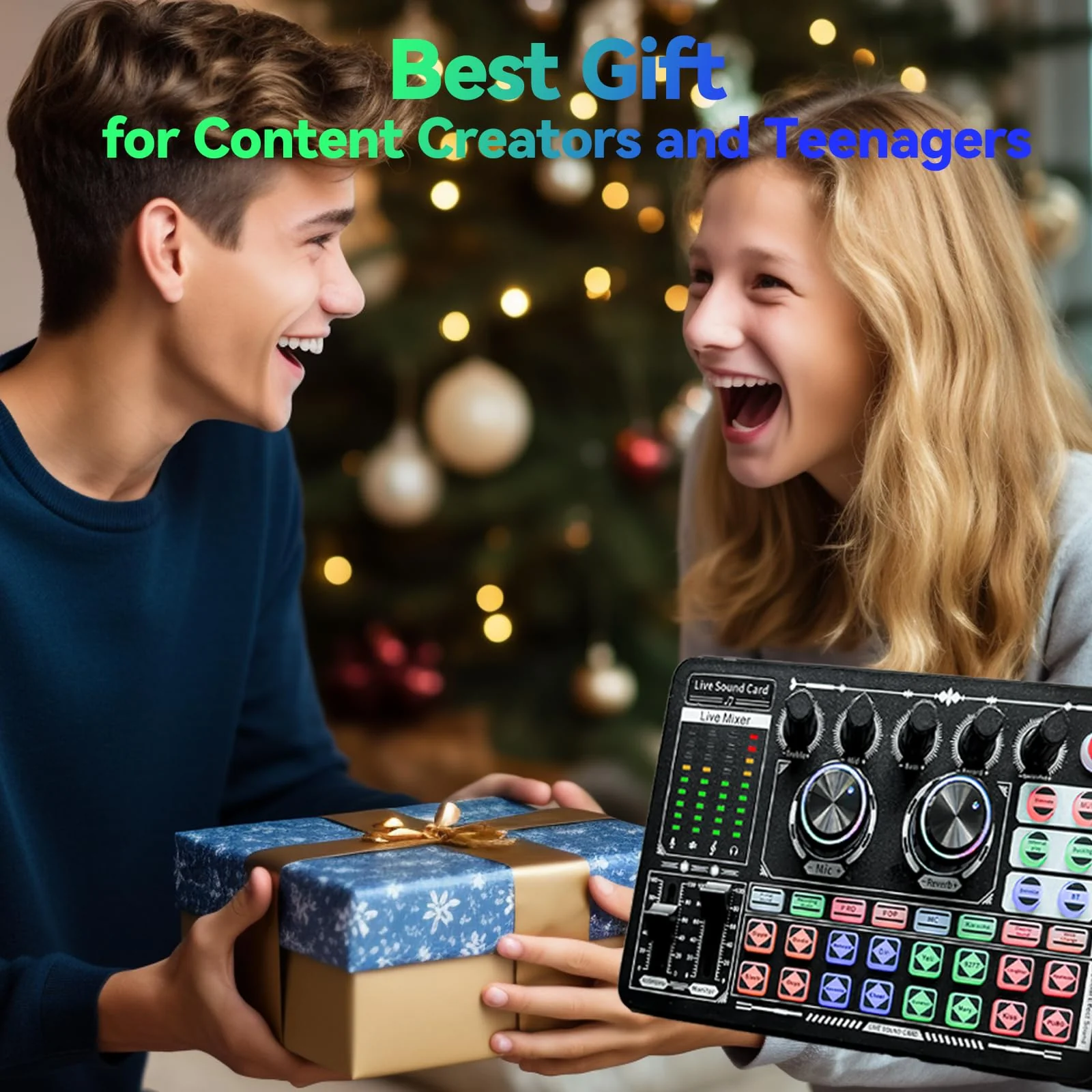 Podcast Sound Board - Music Sound Mixer with Effects, Audio Interface for PC Mac iPhone Android, Sound Card for Streaming Recording, DJ Mixer for Beginners (F999 Classic) F999 Classic - Image 2