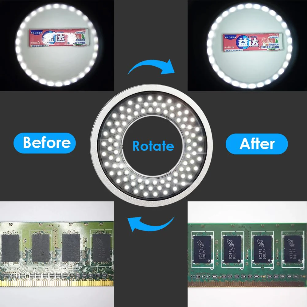 Polarized Microscope Light Anti Glare LED Ring Illuminator, USB Adjustable 96 LED Ring Light for Industry Monocular Binocular Trinocular Stereo Microscope Camera for PCB Repair 96 Polarized - Image 2