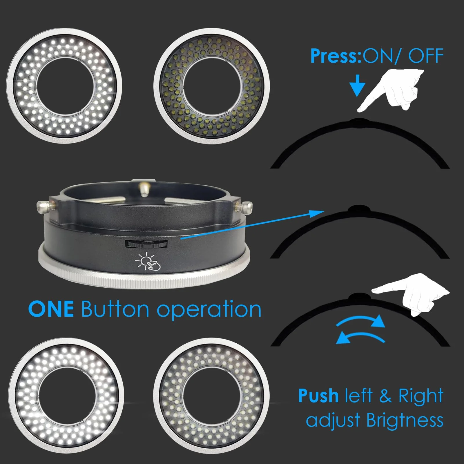 Polarized Microscope Light Anti Glare LED Ring Illuminator, USB Adjustable 96 LED Ring Light for Industry Monocular Binocular Trinocular Stereo Microscope Camera for PCB Repair 96 Polarized - Image 3