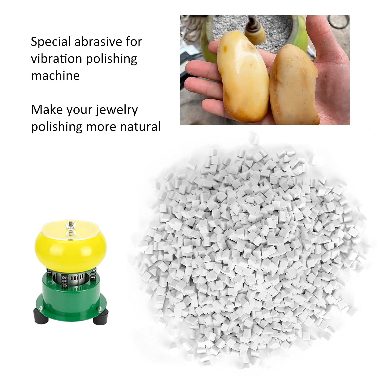 Polishing Abrasive Material Ceramic Filler Ceramic Pellets Non Abrasive Abrasive for Small Stones Tumbling Triangle 3lb for All Kinds of Tumblers for Bowlers - Image 2