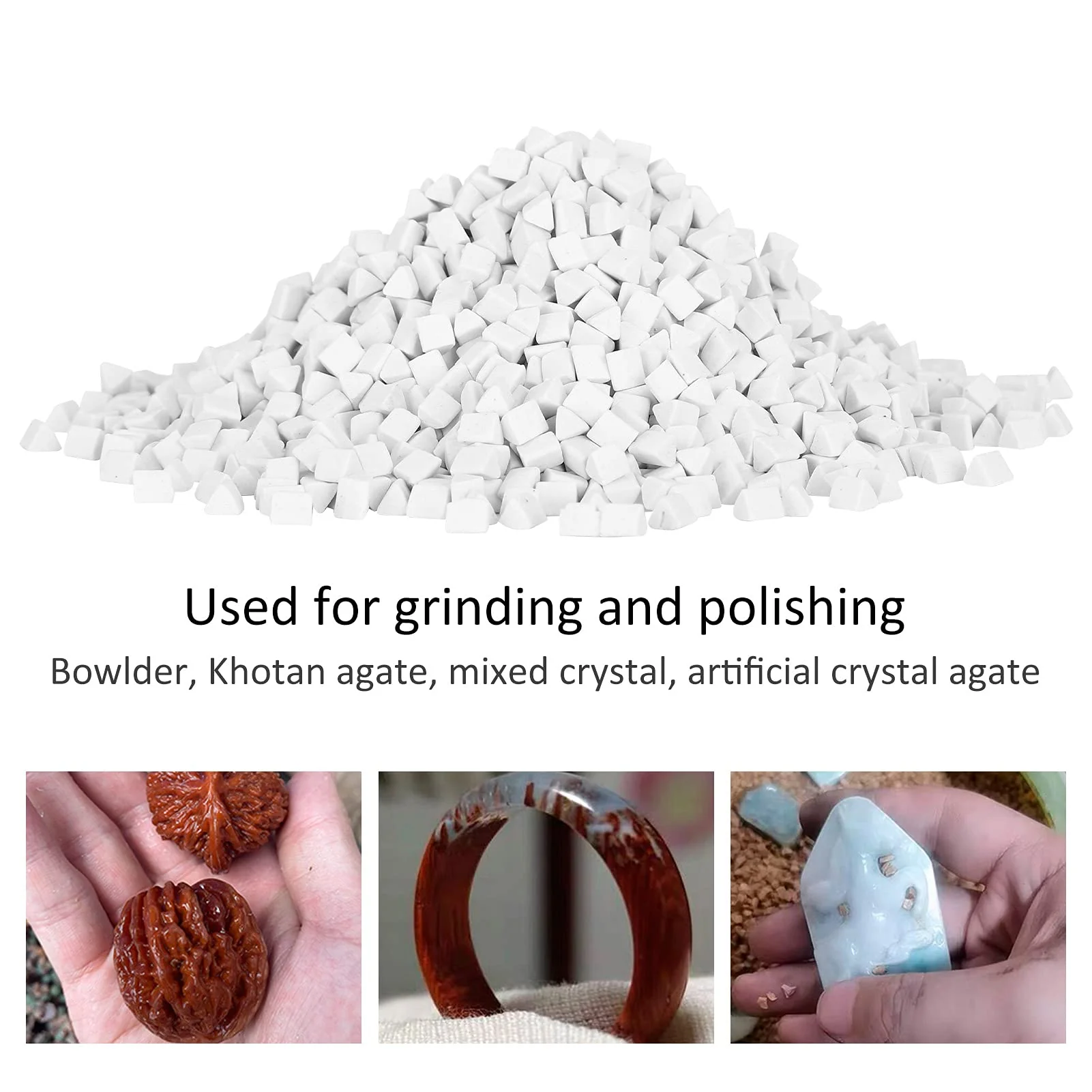 Polishing Abrasive Material Ceramic Filler Ceramic Pellets Non Abrasive Abrasive for Small Stones Tumbling Triangle 3lb for All Kinds of Tumblers for Bowlers - Image 6