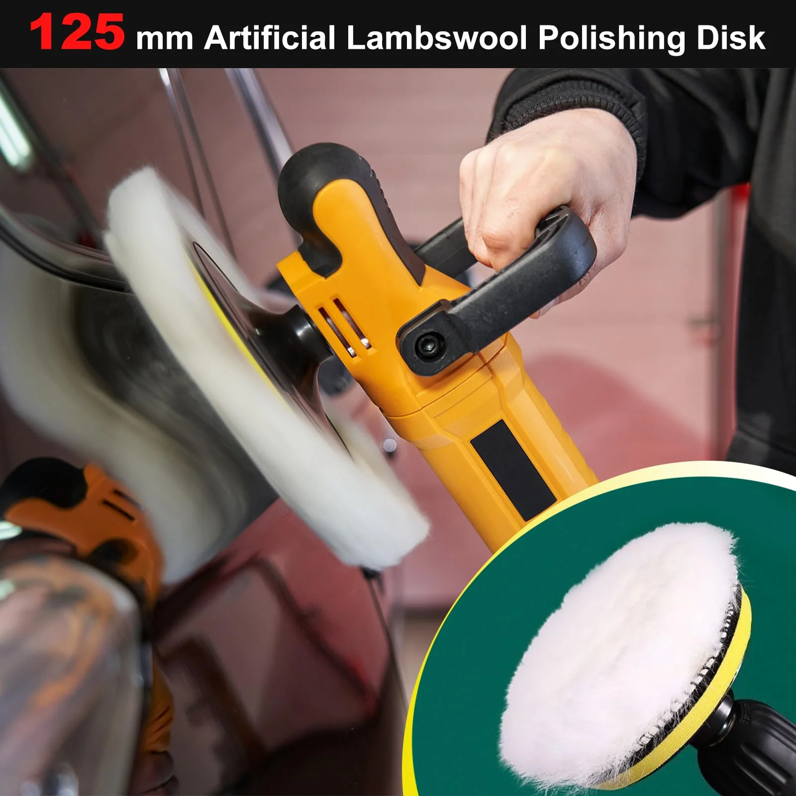 Polishing Attachment Compatible with Bosch Random Orbital Sander, Pack of 4 Diameter 125 mm Lambswool Polishing Discs, Polishing Pads for Car, Cork Floor, with Velcro - Image 2