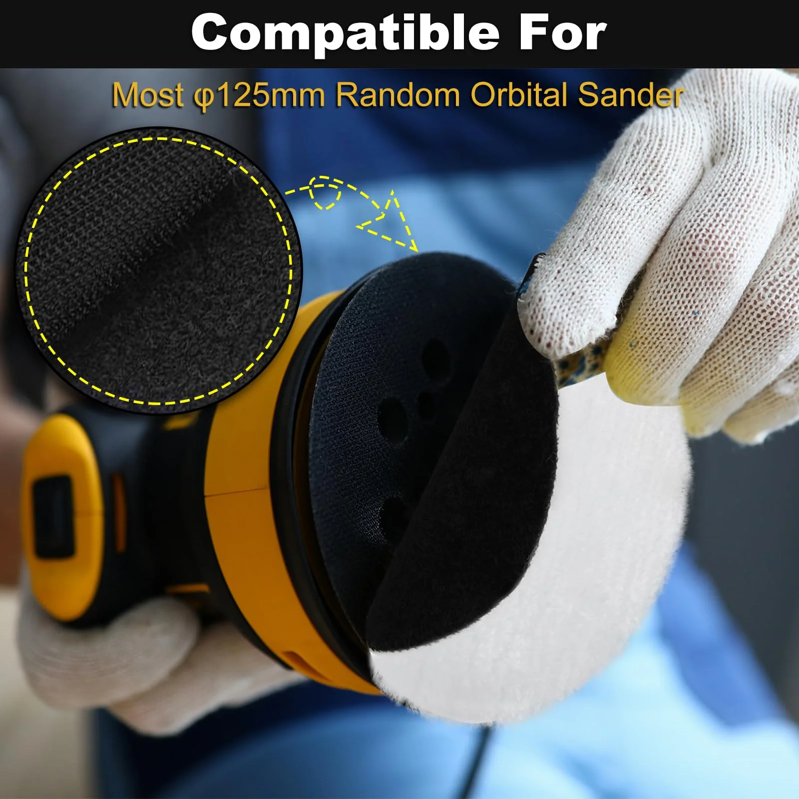Polishing Attachment Compatible with Bosch Random Orbital Sander, Pack of 4 Diameter 125 mm Lambswool Polishing Discs, Polishing Pads for Car, Cork Floor, with Velcro - Image 4