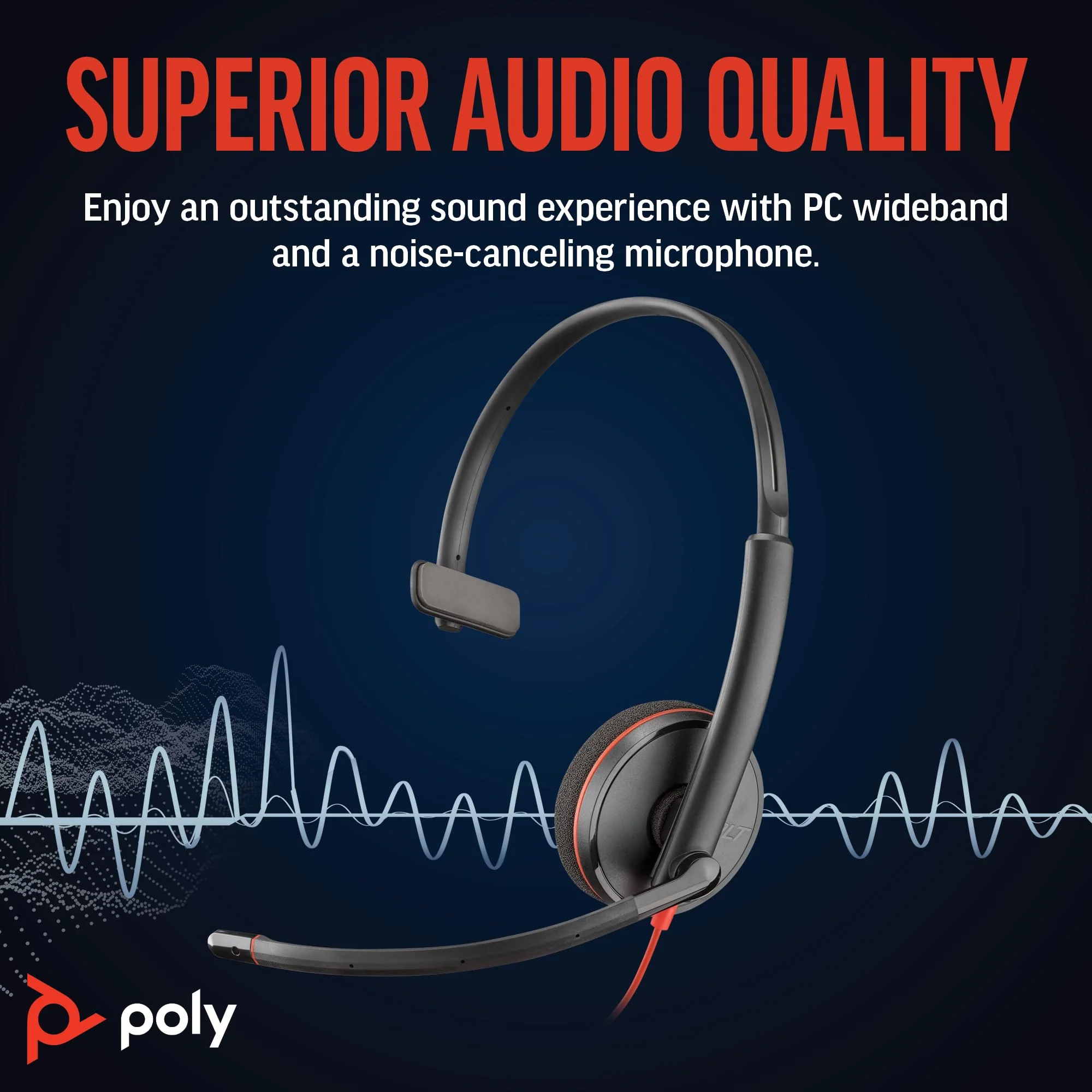 Poly Blackwire 3210 Wired Headset (Plantronics) - Noise-Canceling Mic - Single-Ear Design - Connect to PC/Mac via USB-C or USB-A - Works w/Teams, Zoom - Amazon Exclusive 2023 Version - Bulk Packaging - Image 2