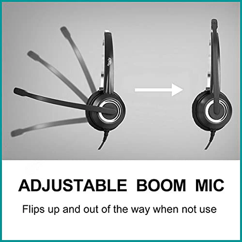 Polycom Phone Headset Noise Cancelling Mic RJ9 U10P Bottom Cable Compatible with Polycom VVX, Shoretel, Avaya Digital Phones Double Ear - Image 4