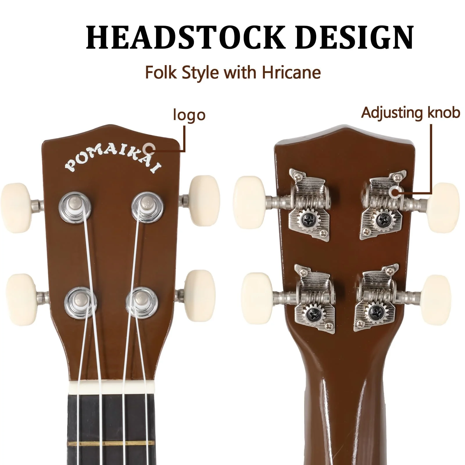 POMAIKAI Soprano Wood Ukulele Starter Uke Hawaii Guitar 21 Inch with Gig Bag for Students and Beginners (Brown) brown - Image 7