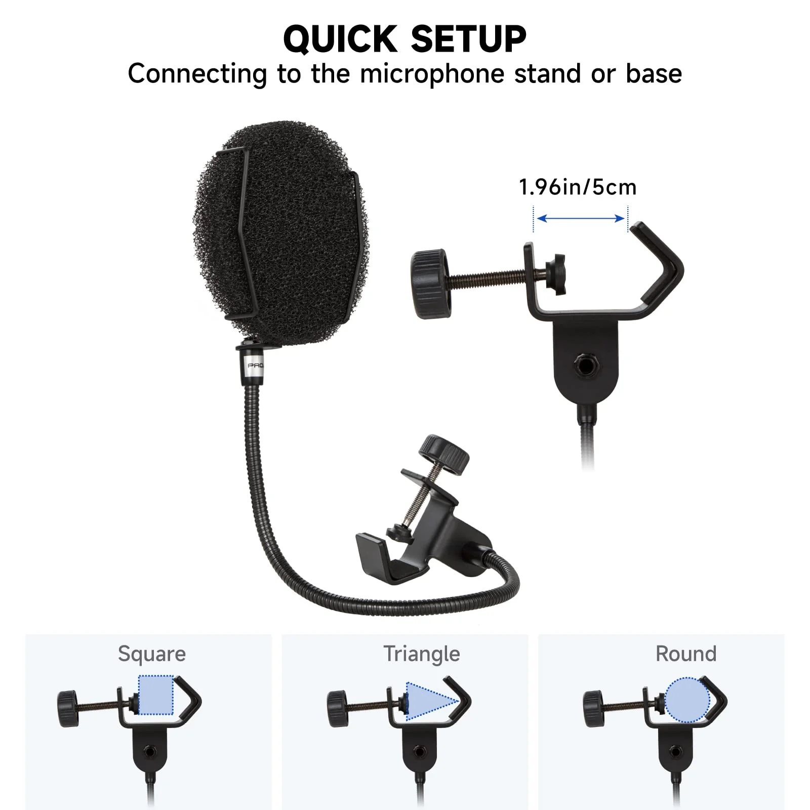 Pop Filter for Microphone - Sponge Layered Pop Wind Screen with Enhanced Flexible 360° Gooseneck Black Pop Filter - Image 6