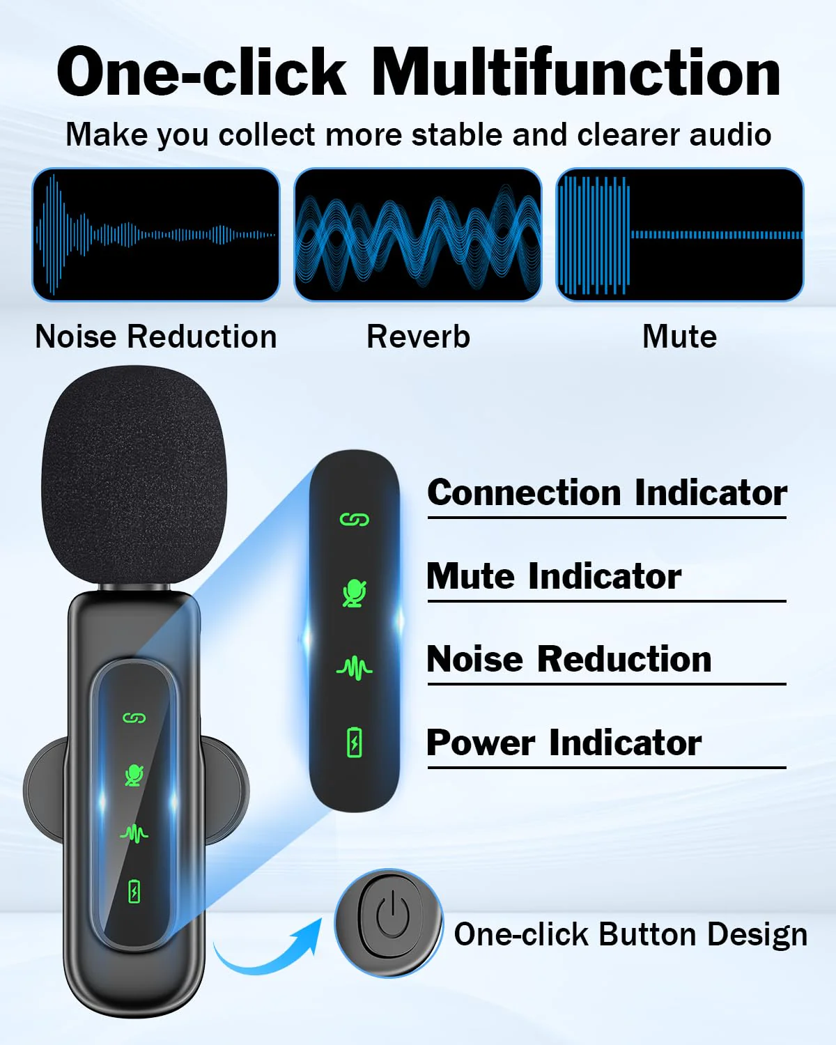 PoP voice 3in1 Wireless Lavalier Microphone for iPhone/Android/Camera/iPad, mini Microphone with Magnetic Collar Clip, Mini Lapel Lav Mic with Noise Reduction for Vlog YouTube TikTok Interview - Image 3