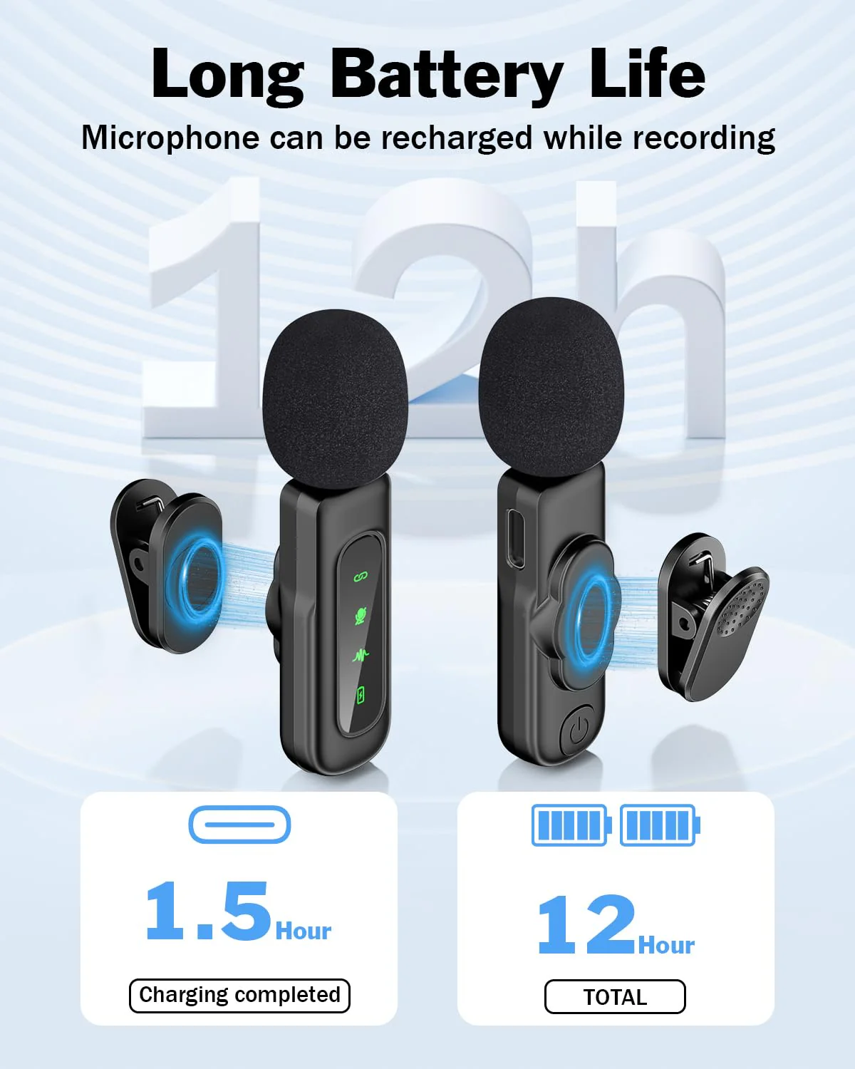PoP voice 3in1 Wireless Lavalier Microphone for iPhone/Android/Camera/iPad, mini Microphone with Magnetic Collar Clip, Mini Lapel Lav Mic with Noise Reduction for Vlog YouTube TikTok Interview - Image 4