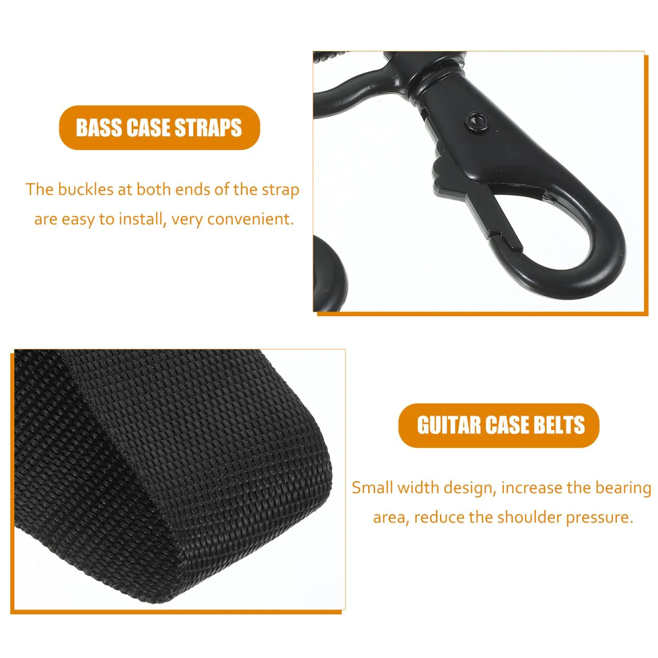POPETPOP 2Pcs Premium Instrument Bag Shoulder Straps Padded Durable Guitar Case Belts for Violin Cello and More Convenient Replacement for Broken Straps Black Color - Image 5