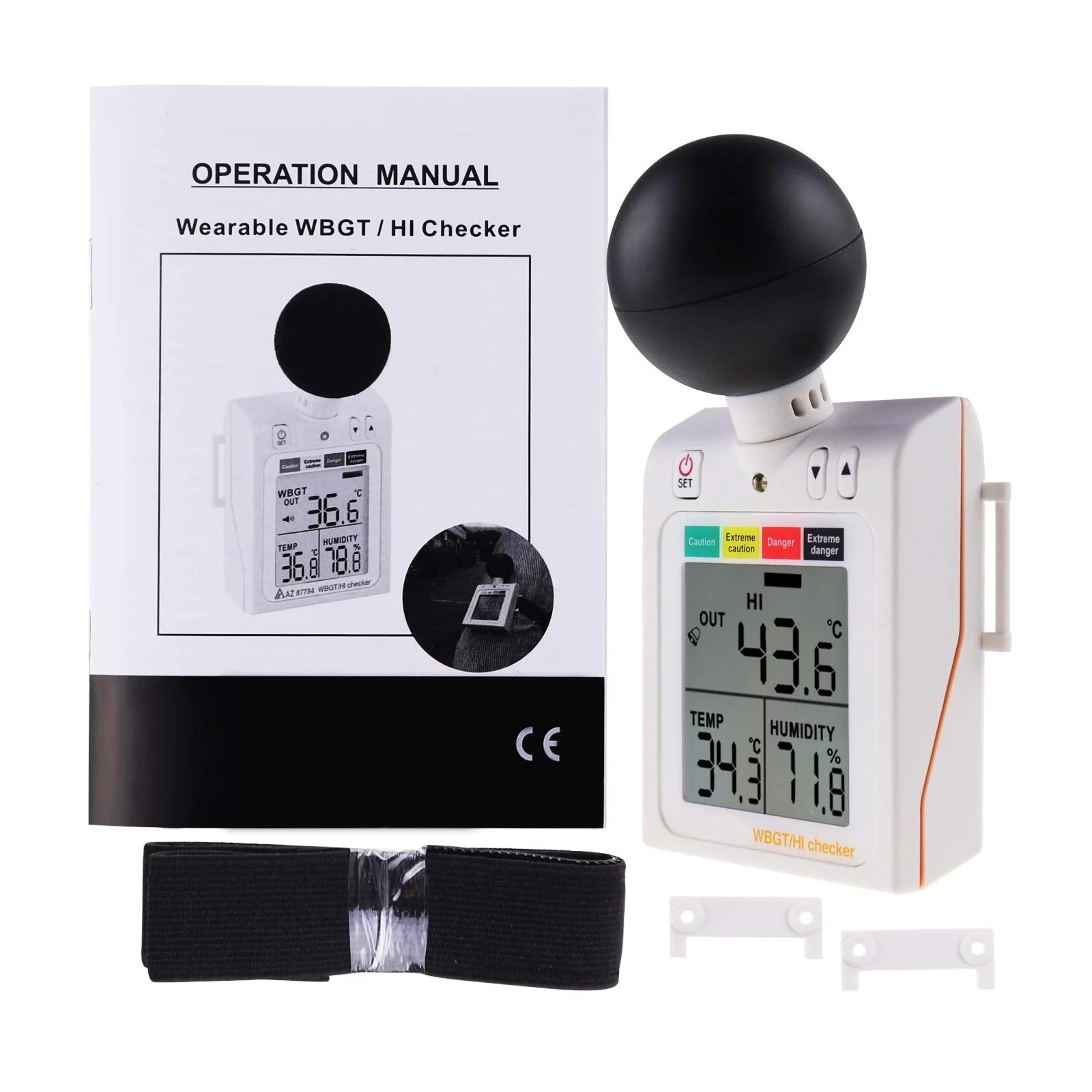 Portable 2 in 1 WBGT + HI Heat Index Checker Wet Ball Globe Temperature Heat Stress Meter Air Temperature Humidity Tester with Acoustic Alarm to Display Dangerous Levels Portable WBGT + HI-Checker - Image 7