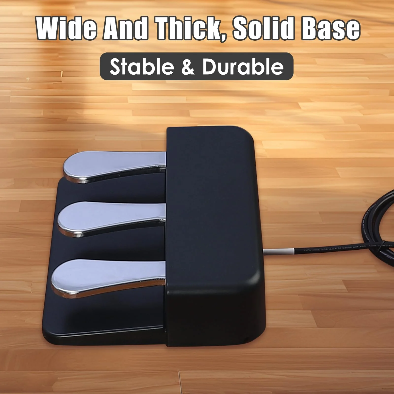 Portable 3-Pedal Board unit for Electric pianos keyboards, Soft & Sostenuto & Sustain pedal 3-Pedal Compatible With Yamaha P125 P121 P515 DGX670 Digital pianos keyboards (Black + Silver) Black + Silver - Image 6