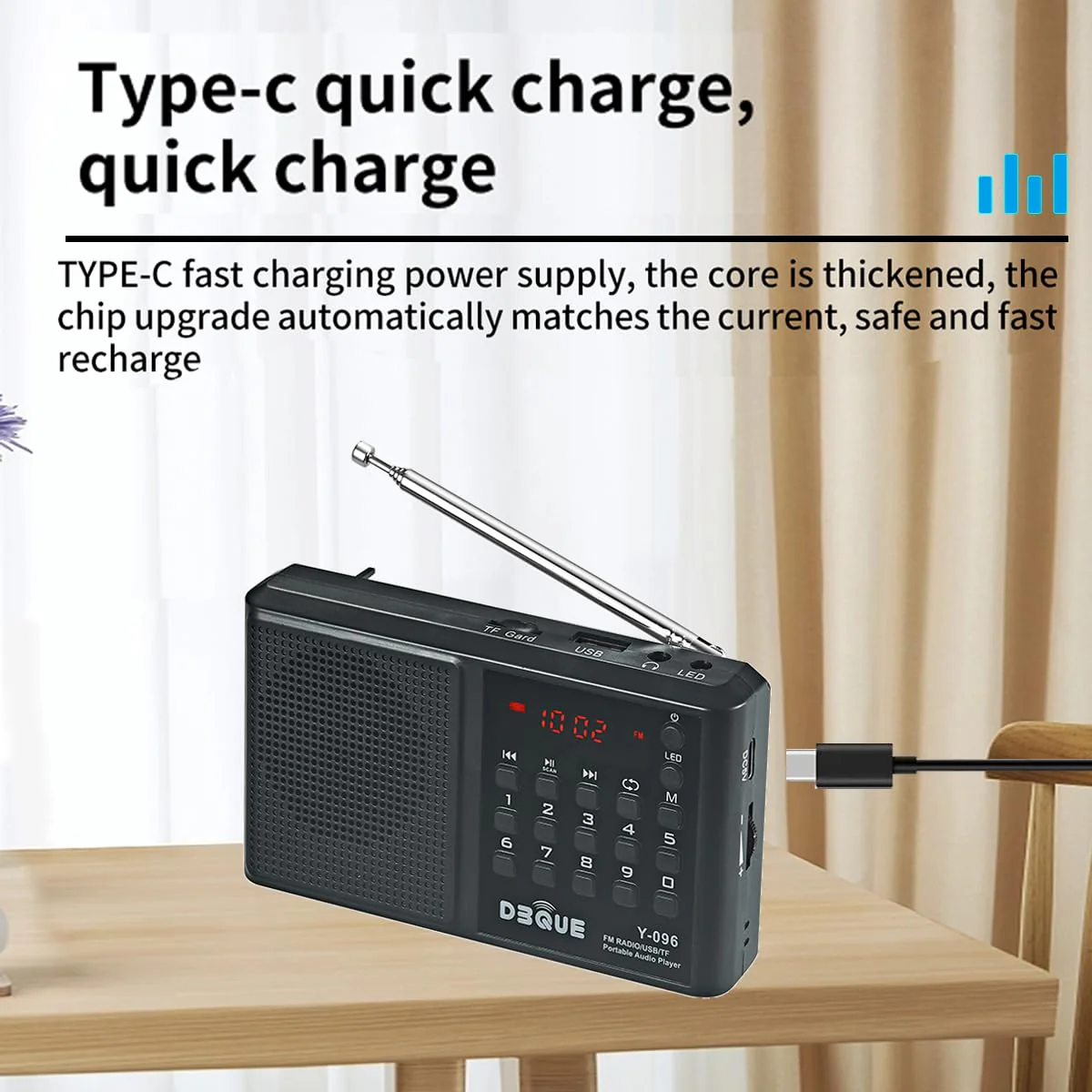 Portable AM FM Radio with Bluetooth Speaker；USB/TF Card MP3 Playback 3.5mm Jack,Auto Scan Save,Loudspeaker for Emergency(Battery-Powered) CampingTravel Home Use Rechargeable Transistor Radio (Black) Black - Image 4