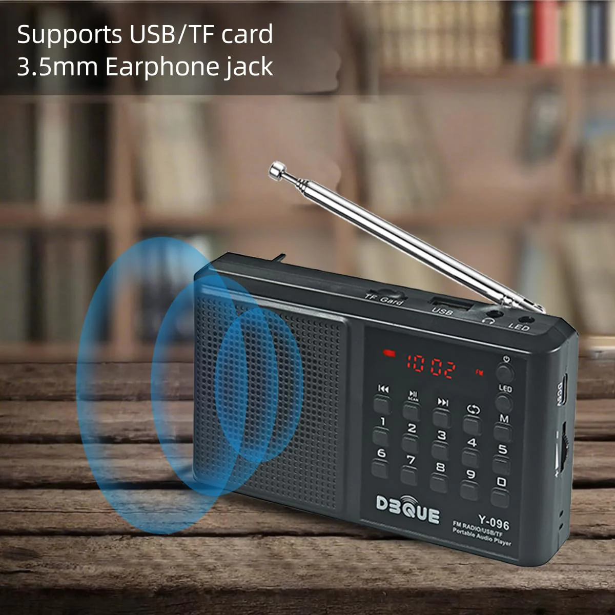 Portable AM FM Radio with Bluetooth Speaker；USB/TF Card MP3 Playback 3.5mm Jack,Auto Scan Save,Loudspeaker for Emergency(Battery-Powered) CampingTravel Home Use Rechargeable Transistor Radio (Black) Black - Image 7