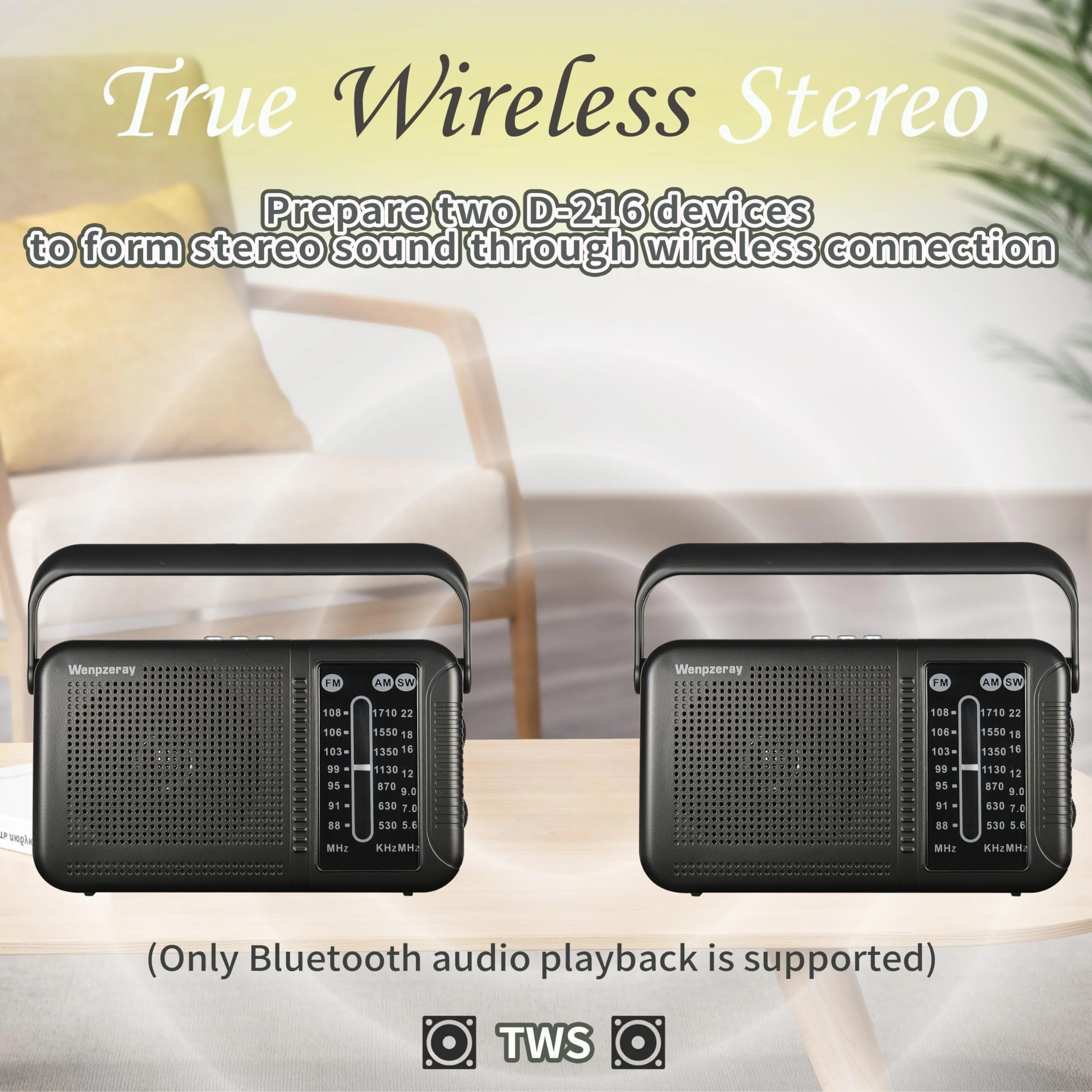 Portable AM FM Shortwave Transistor Radio, Retro Bluetooth Speaker Excellent Reception, Support TF Card/USB Play, Large Dial Battery or USB Powered Easy to Use Indoor, Outdoor, Travel & Storms - Image 3