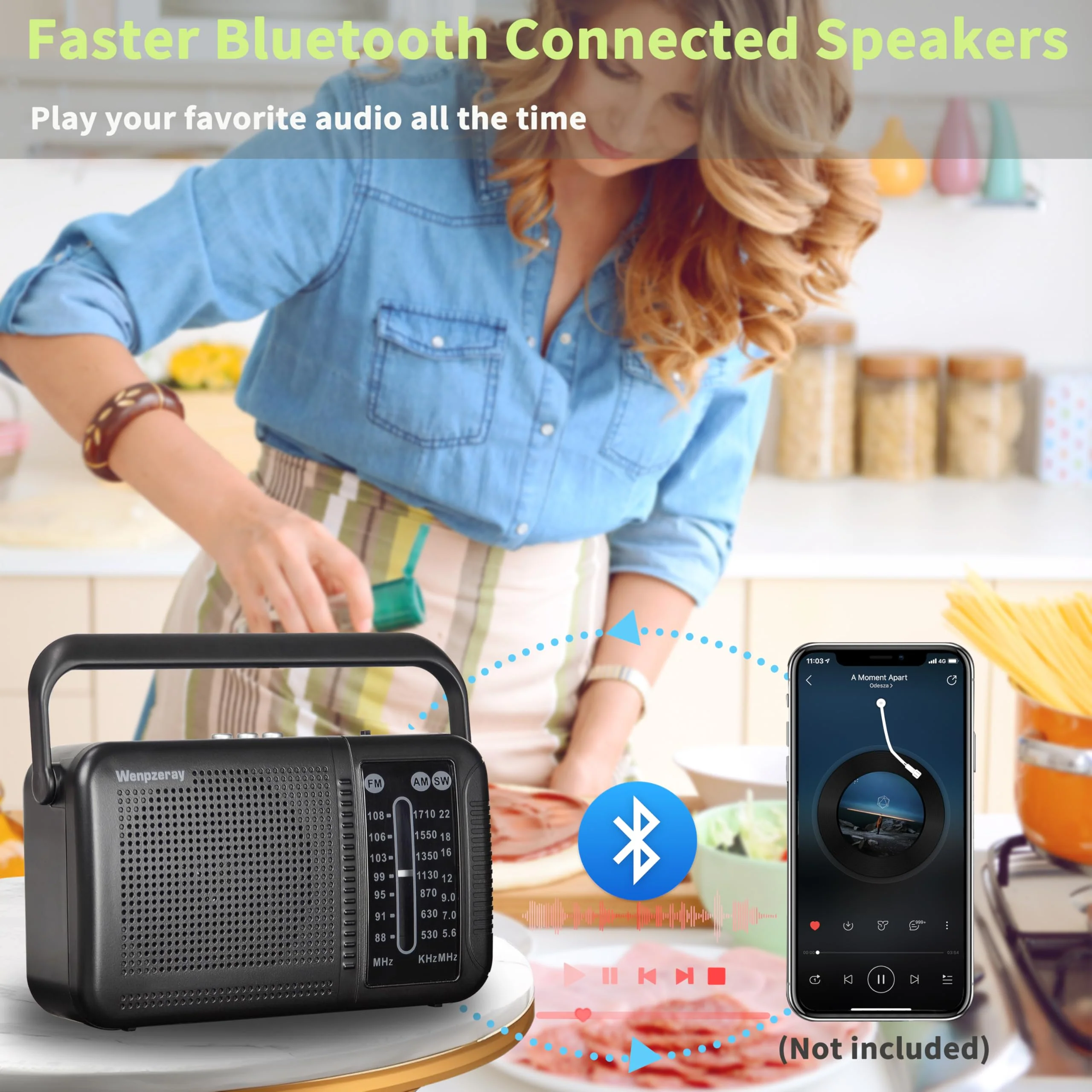 Portable AM FM Shortwave Transistor Radio, Retro Bluetooth Speaker Excellent Reception, Support TF Card/USB Play, Large Dial Battery or USB Powered Easy to Use Indoor, Outdoor, Travel & Storms - Image 4