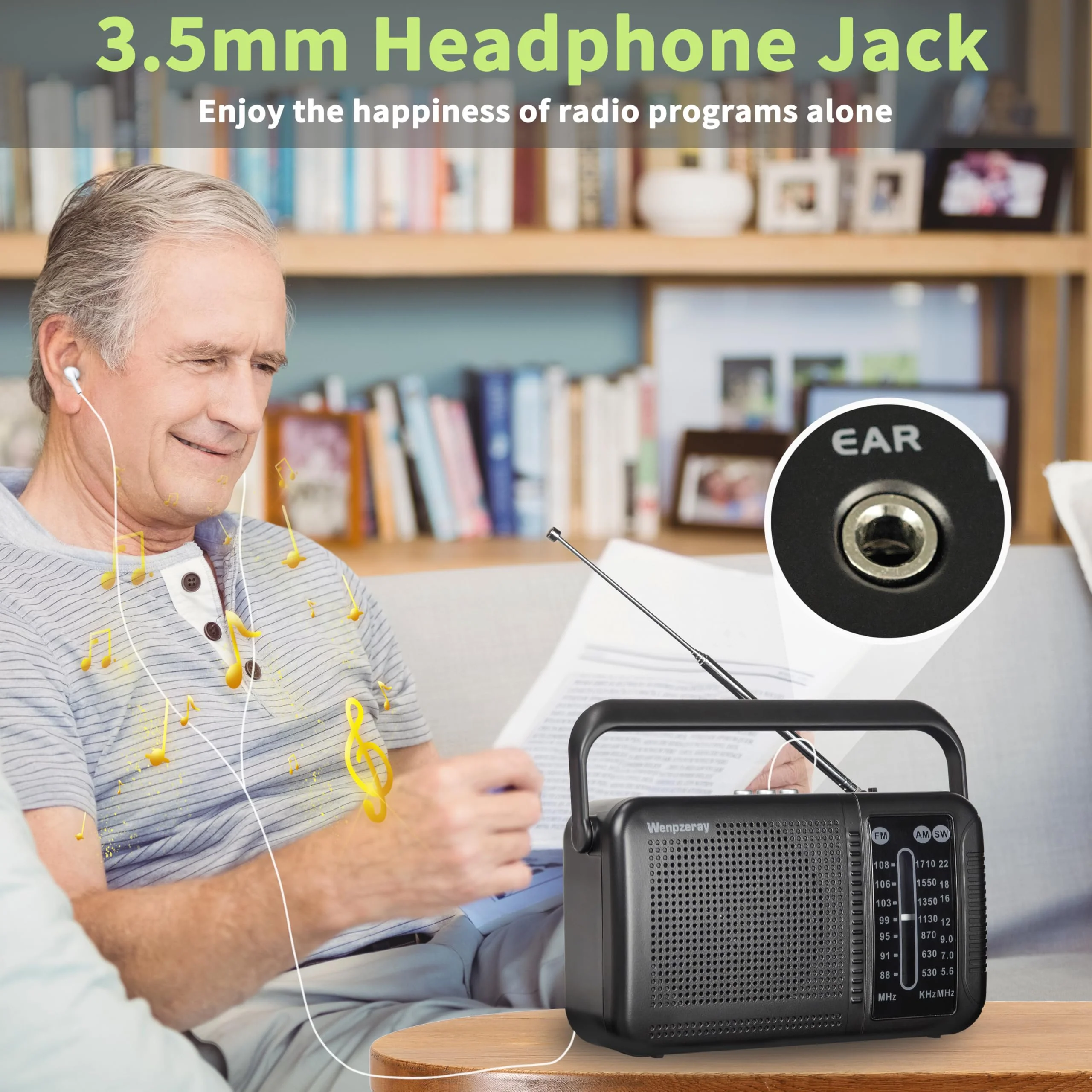 Portable AM FM Shortwave Transistor Radio, Retro Bluetooth Speaker Excellent Reception, Support TF Card/USB Play, Large Dial Battery or USB Powered Easy to Use Indoor, Outdoor, Travel & Storms - Image 6