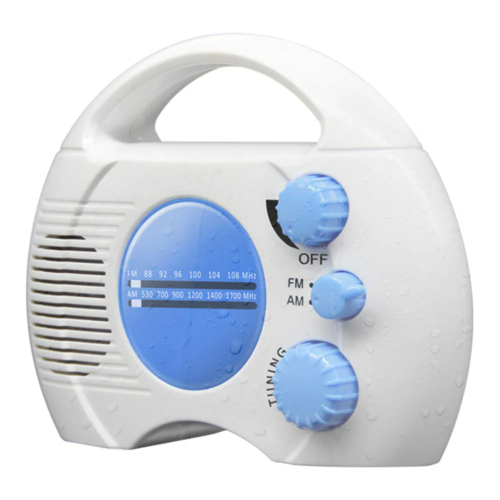 Portable AM/FM Shower Radio, Waterproof Hanging Radio with Built-in Speaker, Adjustable Volume, Battery Operated for Bathroom, Kitchen, Outdoor (Blue+White) blue+white - Image 9
