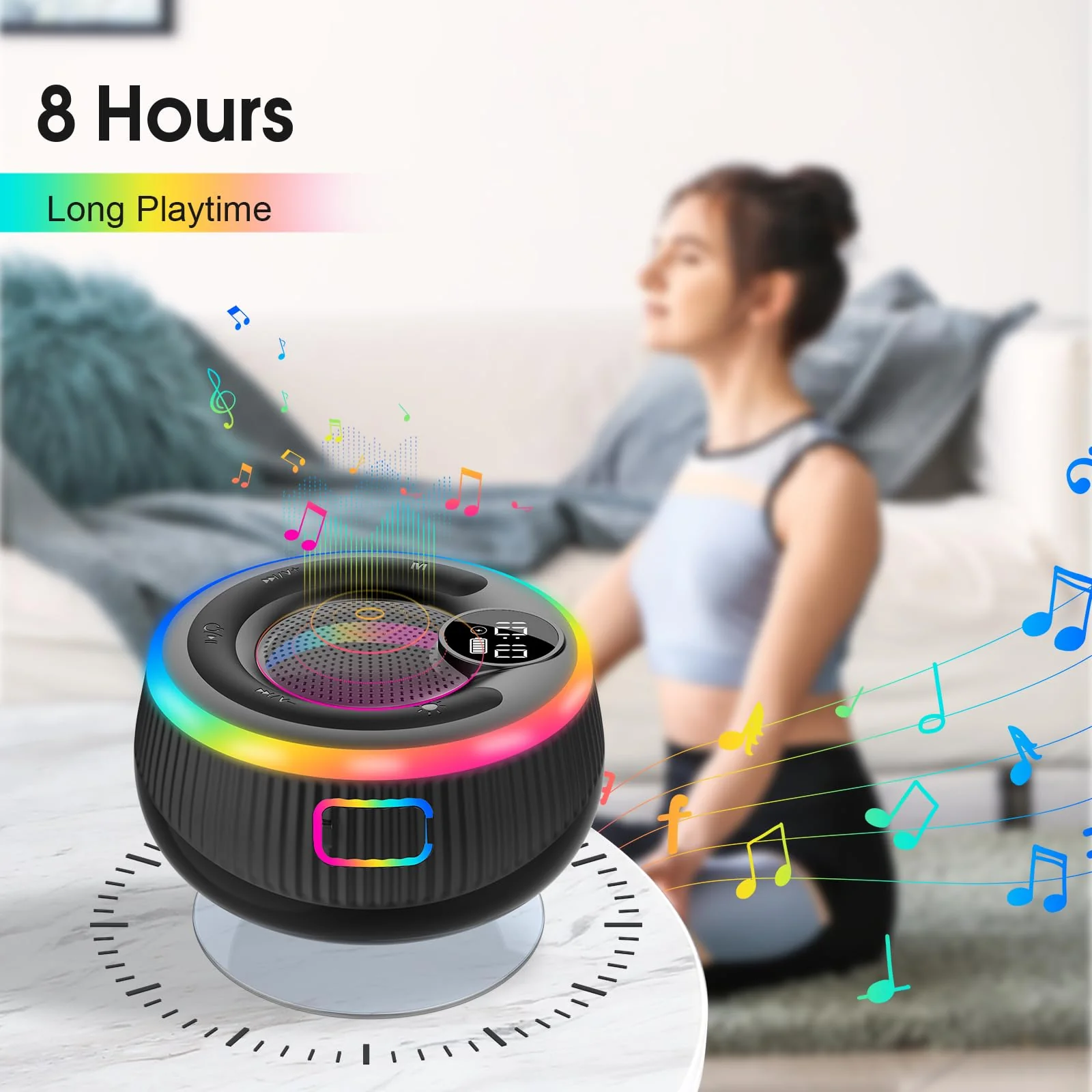 Portable Bluetooth Shower Speaker with Lights, Bluetooth 5.3, Small Wireless Speaker for Outdoor, Blue - Image 6