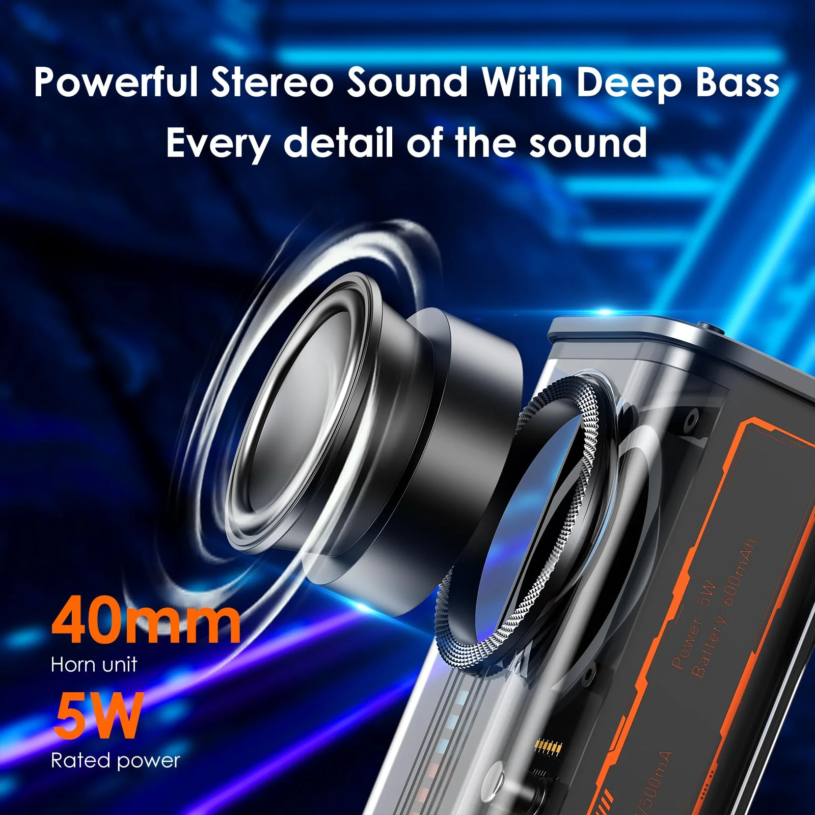 Portable Bluetooth Speaker with Lights, Transparent Wireless Mini Bluetooth Speaker with TWS, Perfect Small Speaker HD Sound and Bass for Office, Home, Shower, Room, Bike, Car (Black) Black - Image 6
