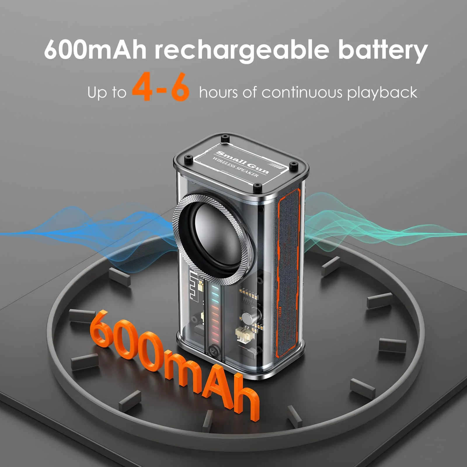 Portable Bluetooth Speaker with Lights, Transparent Wireless Mini Bluetooth Speaker with TWS, Perfect Small Speaker HD Sound and Bass for Office, Home, Shower, Room, Bike, Car (Black) Black - Image 7
