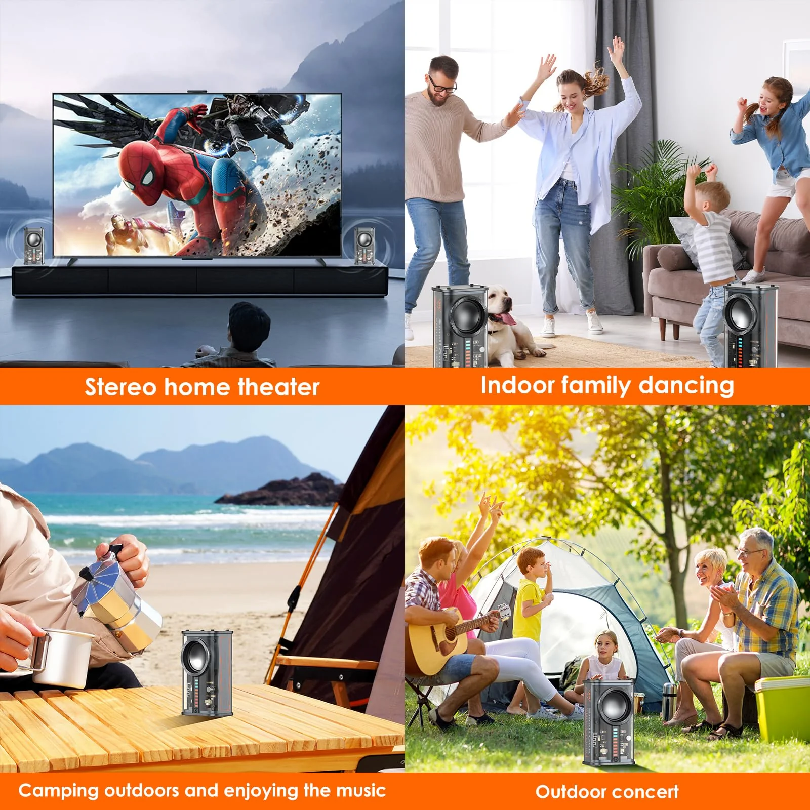 Portable Bluetooth Speaker with Lights, Transparent Wireless Mini Bluetooth Speaker with TWS, Perfect Small Speaker HD Sound and Bass for Office, Home, Shower, Room, Bike, Car (Black) Black - Image 8