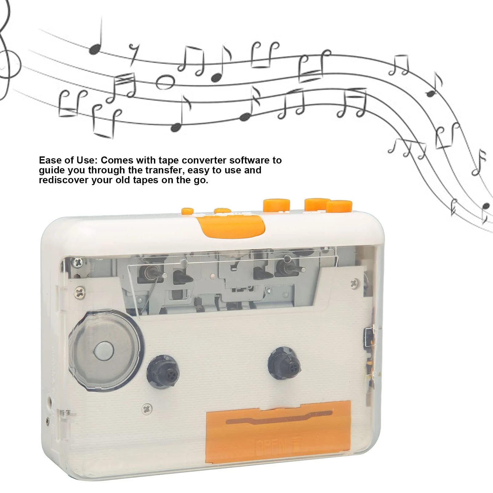 Portable Cassette Player, Cassette Audio Player Tape to MP3 Converter Compatible with Laptops Computer, Convert Mixtapes/Tape Cassettes to for /MP3 - Image 3